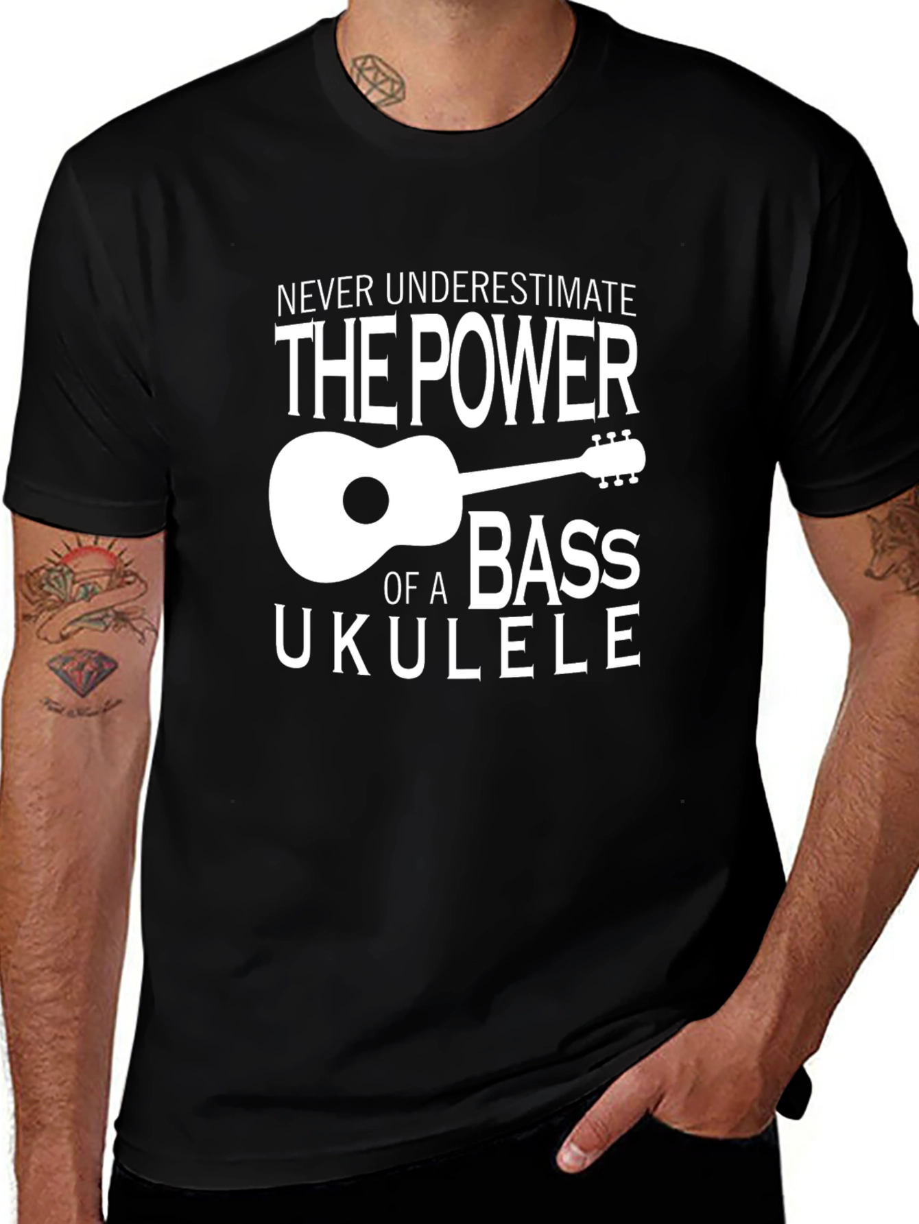 Black Bass Ukulele Power Graphic T-Shirt main image