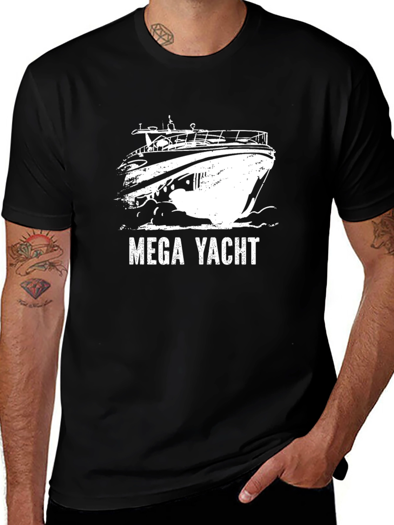 Variant 28 of Mega Yacht Graphic T-Shirt - Stylish Boating Tee