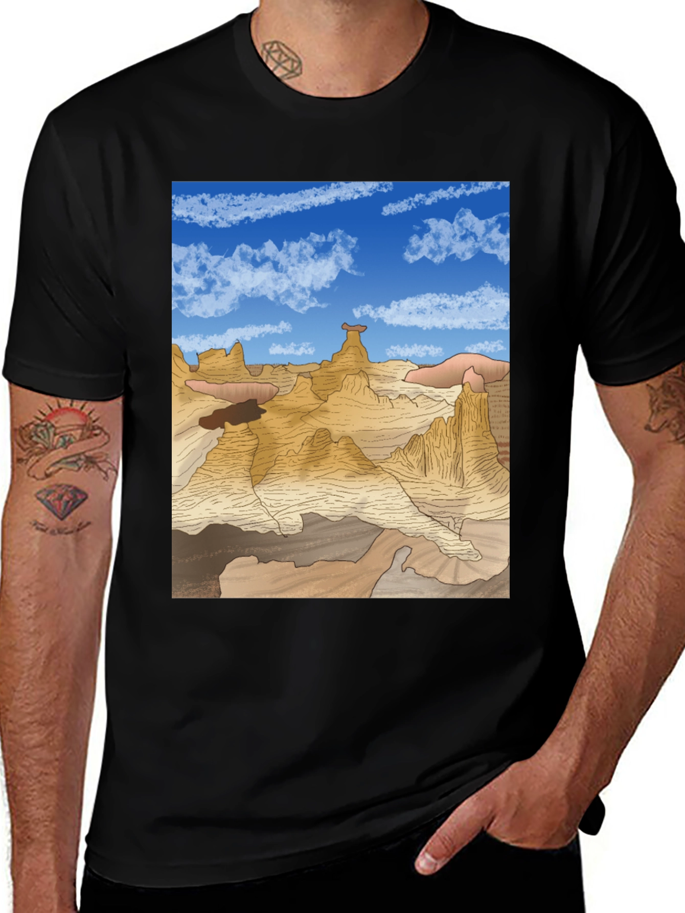 Variant 18 of Desert Landscape Graphic Tee - Black