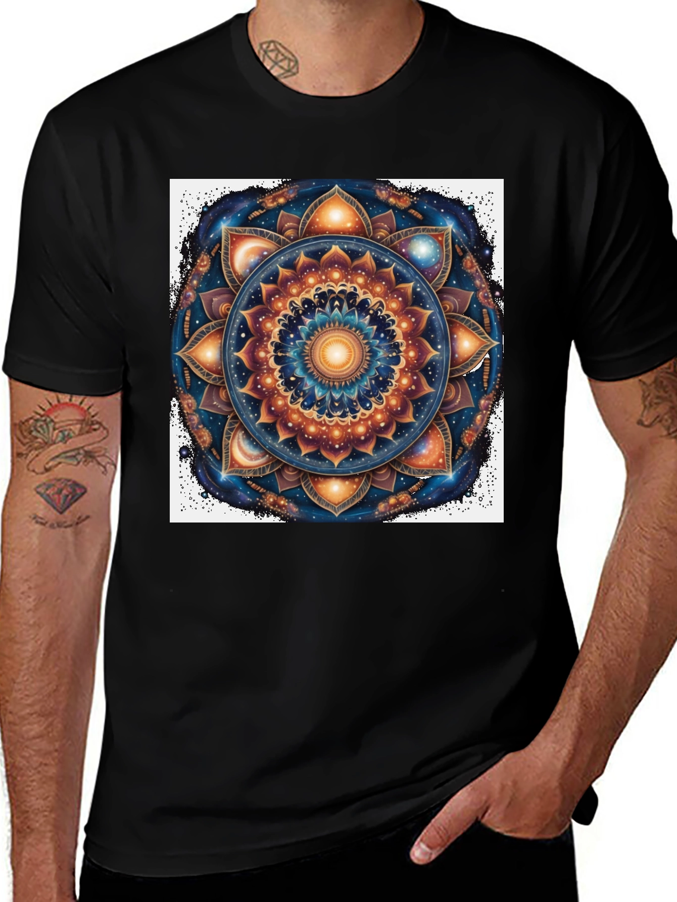 Variant 21 of Celestial Mandala Graphic Tee - Black
