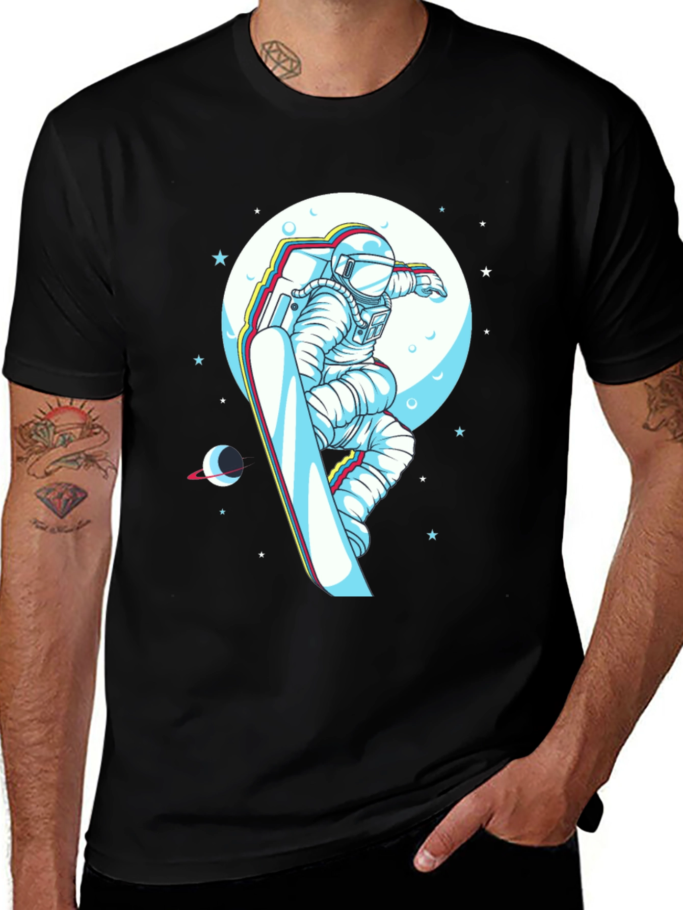 Variant 16 of Astronaut Snowboarder Graphic Tee - Space Adventure T-Shirt