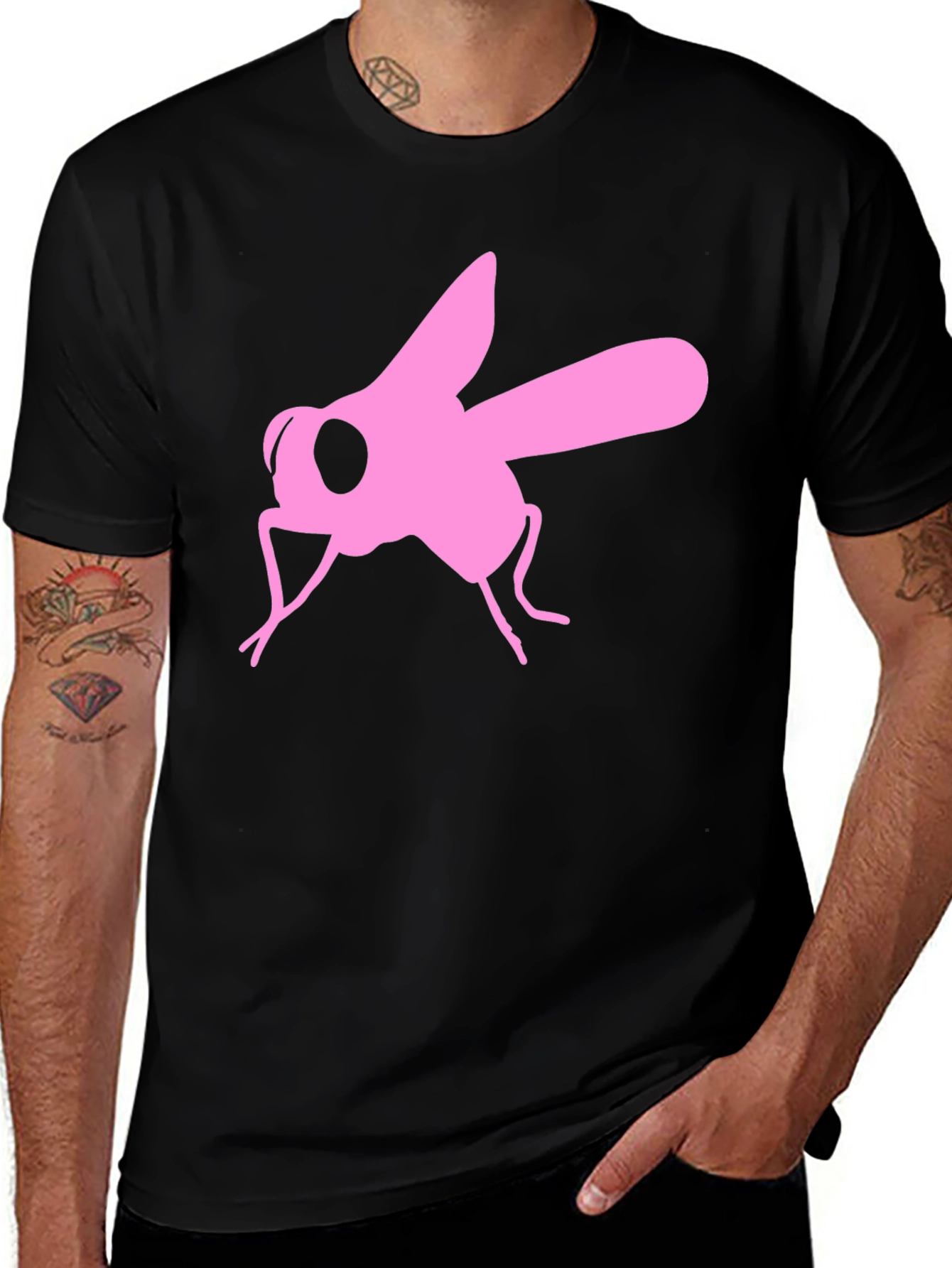 Variant 29 of Pink Fly Graphic Black T-Shirt - Men's