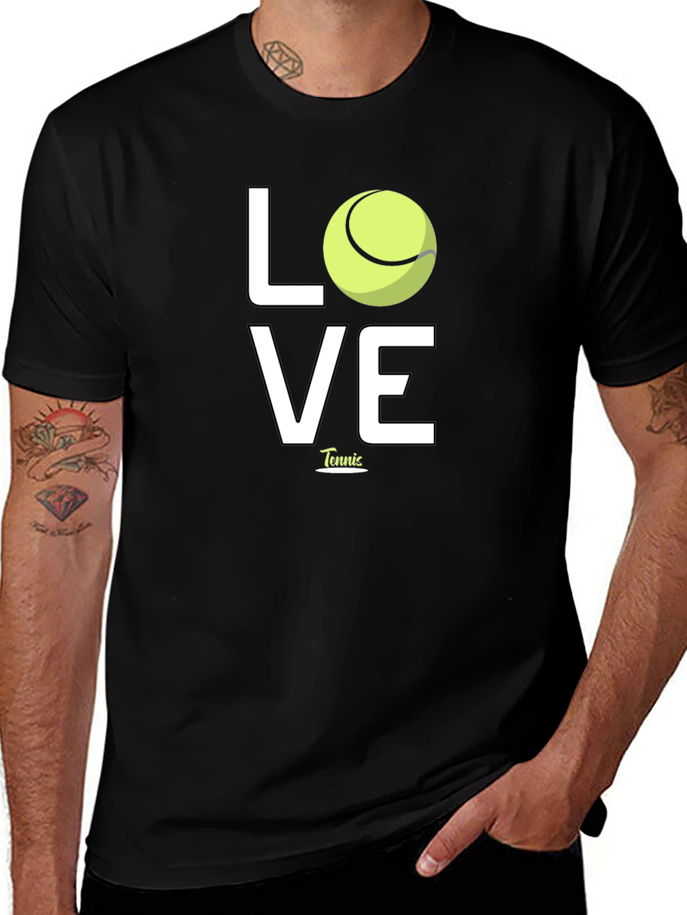 Black Tennis Love Graphic Tee - Black Cotton T-Shirt main image