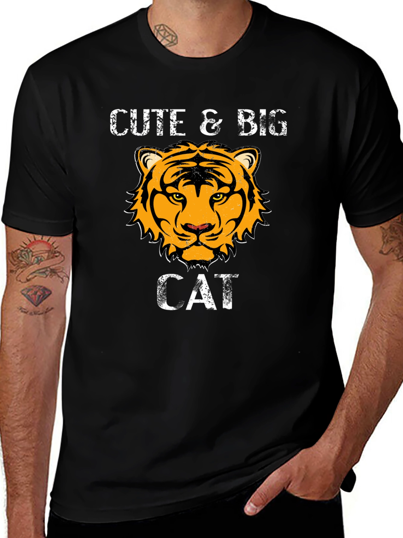 Variant 16 of Cute & Big Cat Graphic Black T-Shirt
