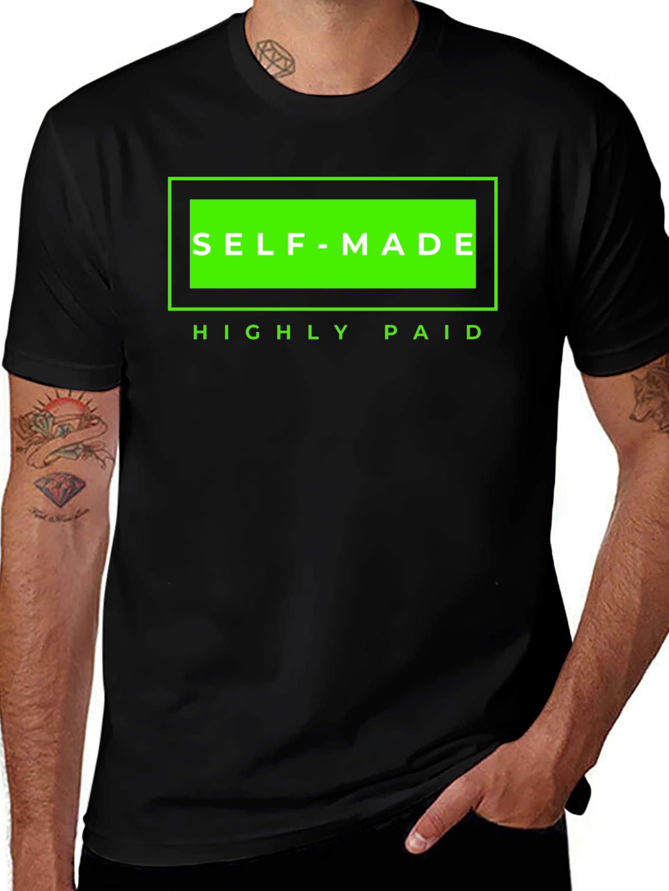 Variant 14 of Self-Made Highly Paid Graphic Tee - Black