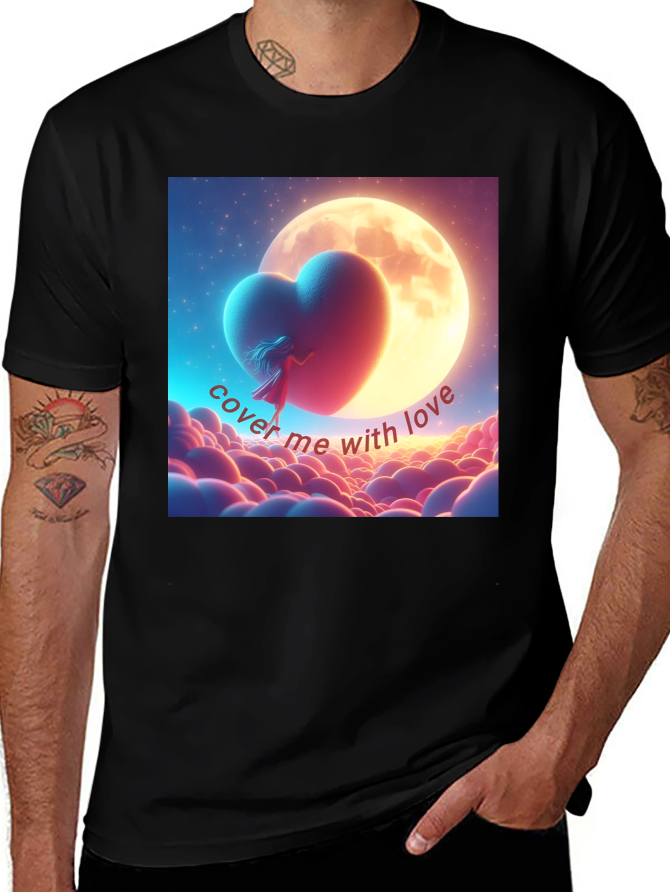 Variant 21 of Love Heart Graphic Black T-Shirt