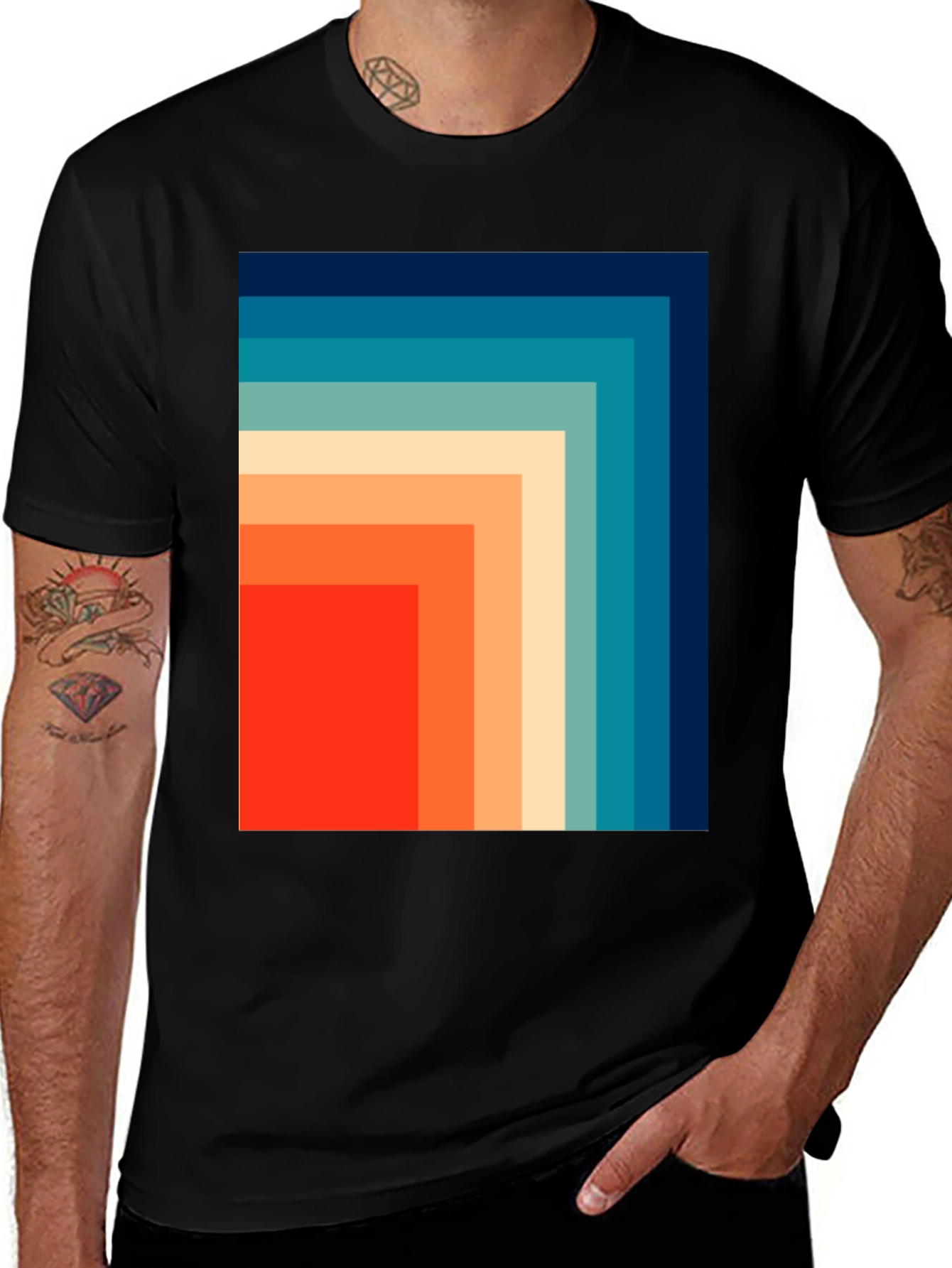 Variant 25 of Retro Geometric Stripe T-Shirt