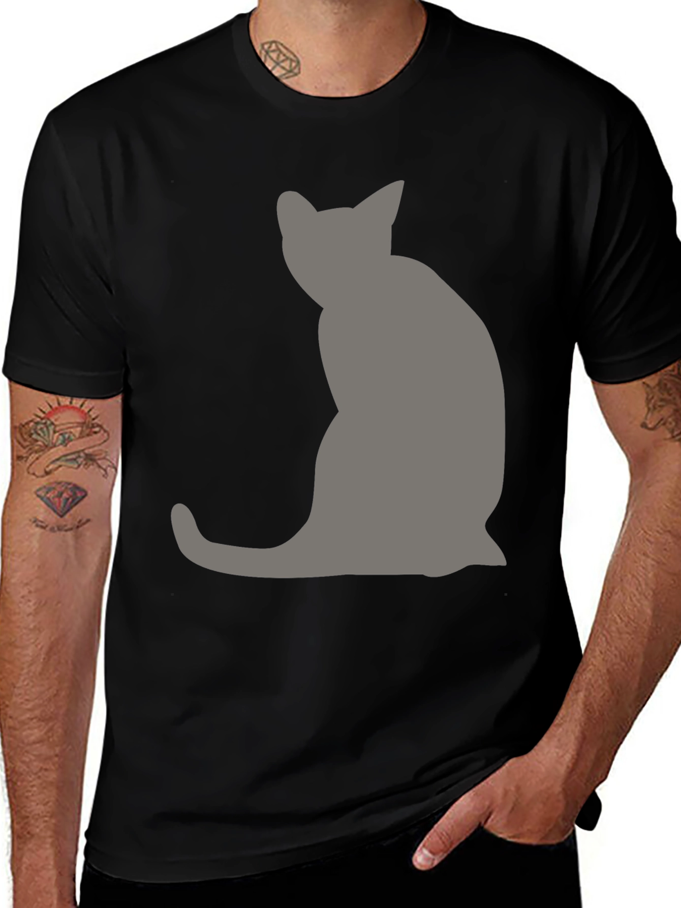 Variant 16 of Cool Cat Silhouette Black T-Shirt