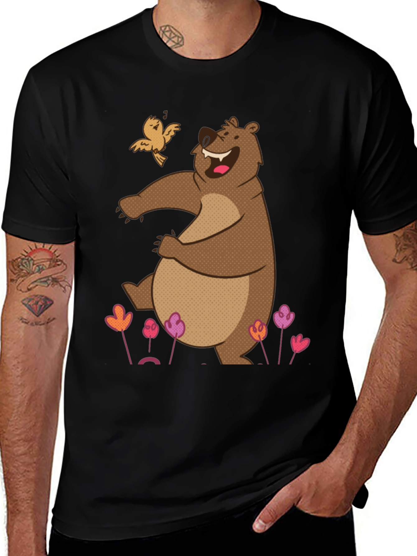 Variant 13 of Happy Bear & Bird Graphic T-Shirt