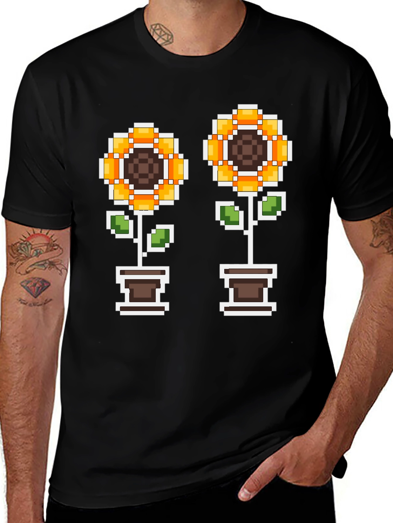 Variant 24 of Pixel Sunflower T-Shirt - Gamer Style Tee