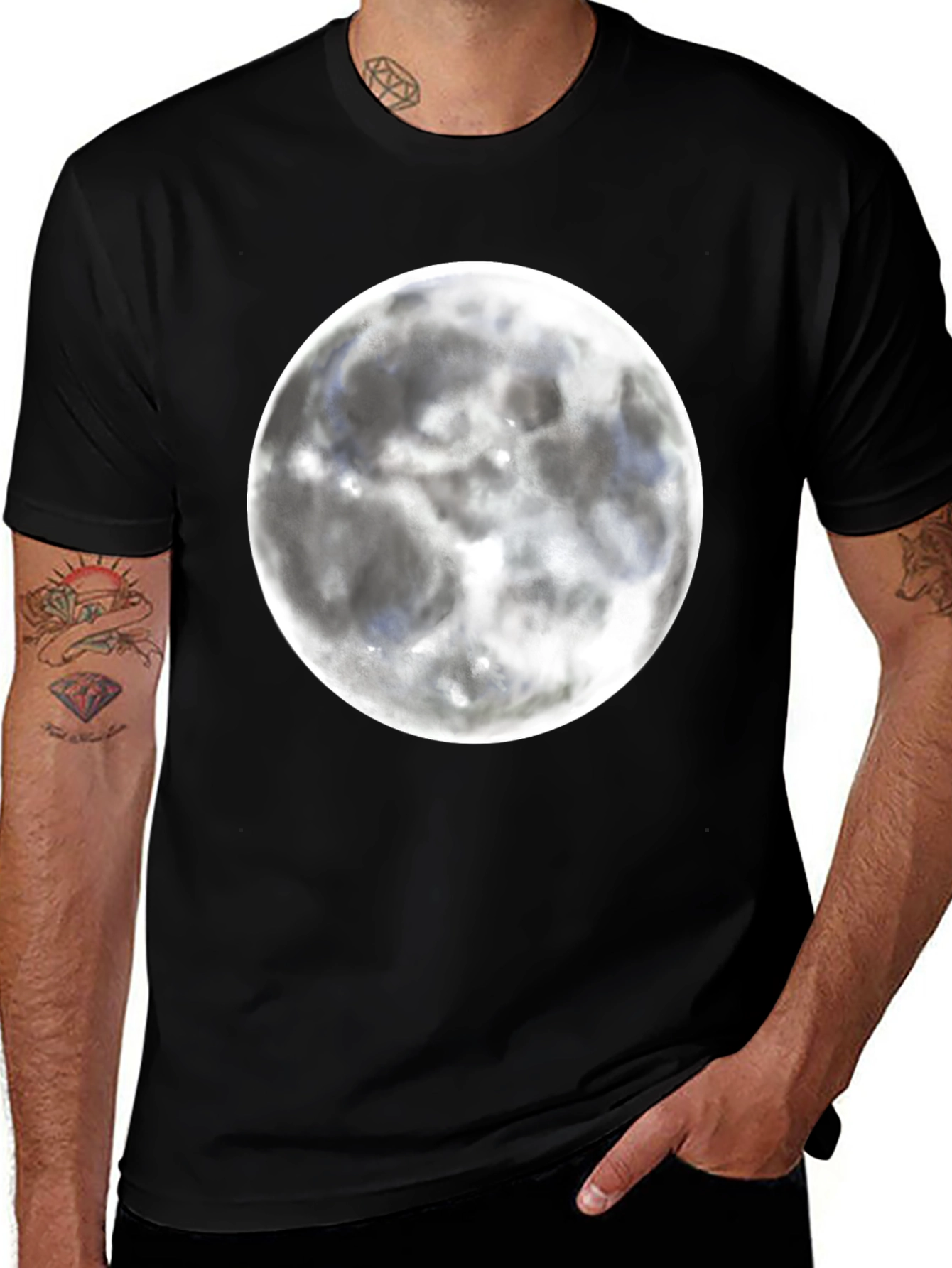 Variant 21 of Moon Graphic Black T-Shirt for Casual Wear