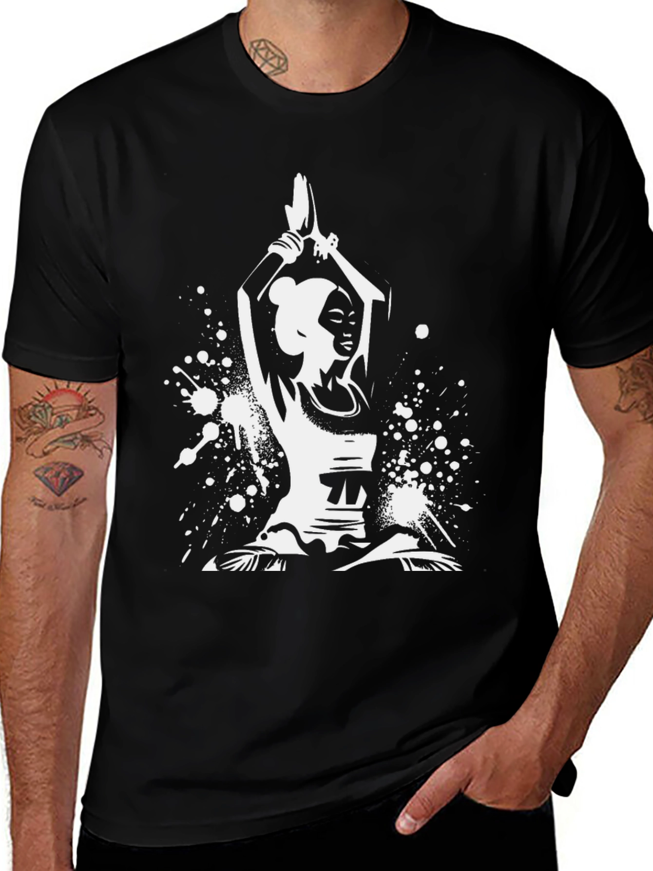 Variant 14 of Yoga Pose Graphic Tee - Black Cotton Comfort