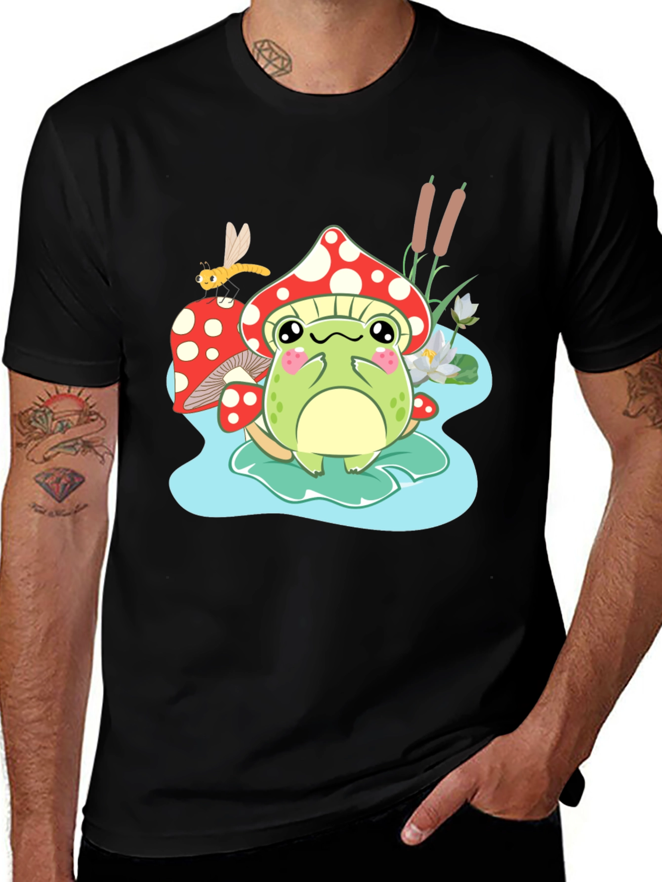 Frog Mushroom Cartoon Graphic Tee