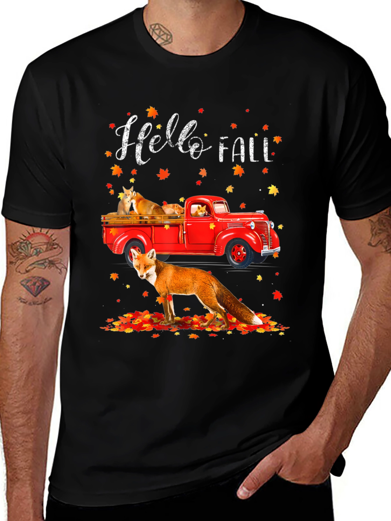 Variant 24 of Hello Fall Fox Truck Graphic Tee