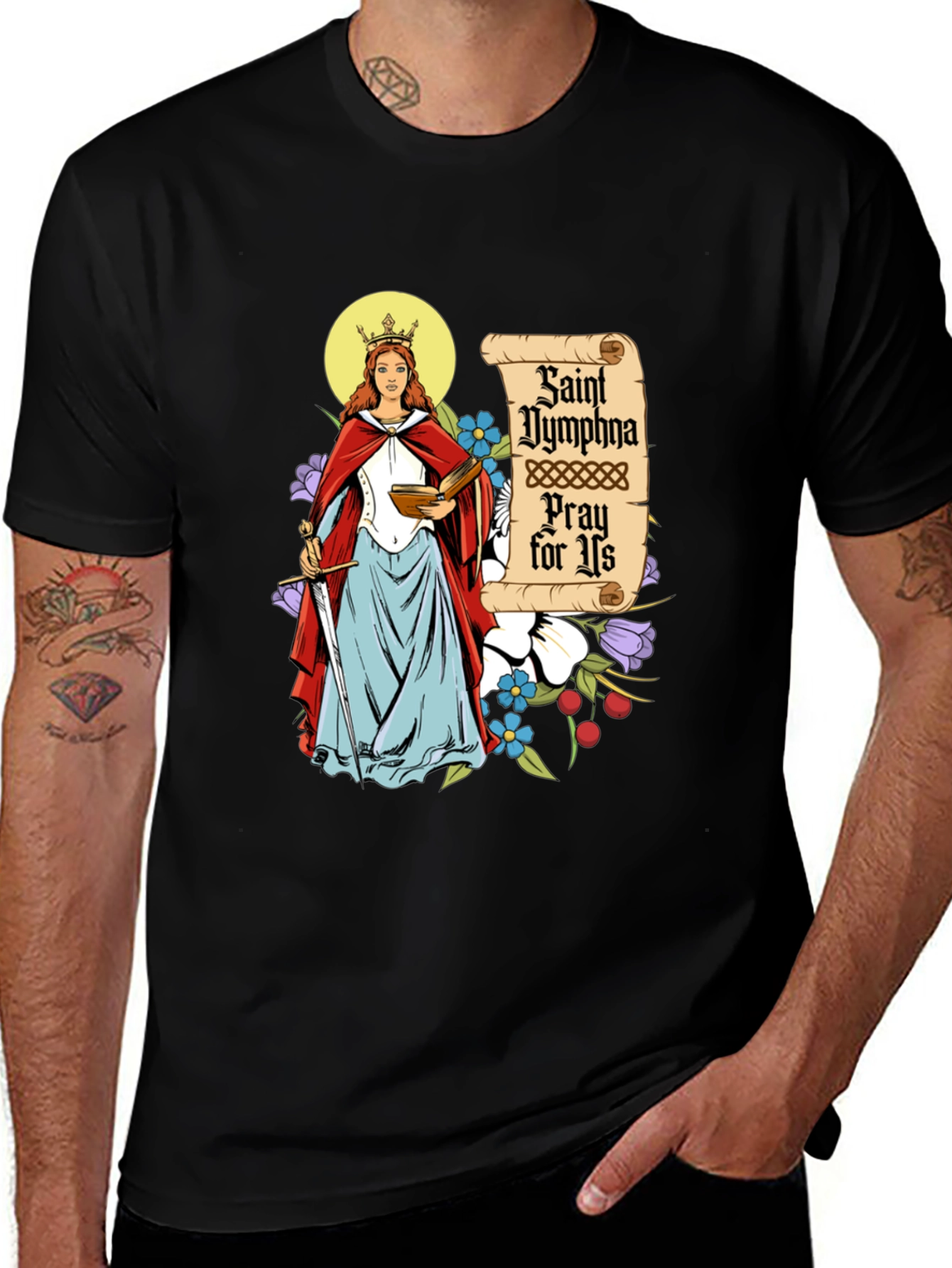 Saint Dymphna Graphic Tee - Pray For Us T-Shirt
