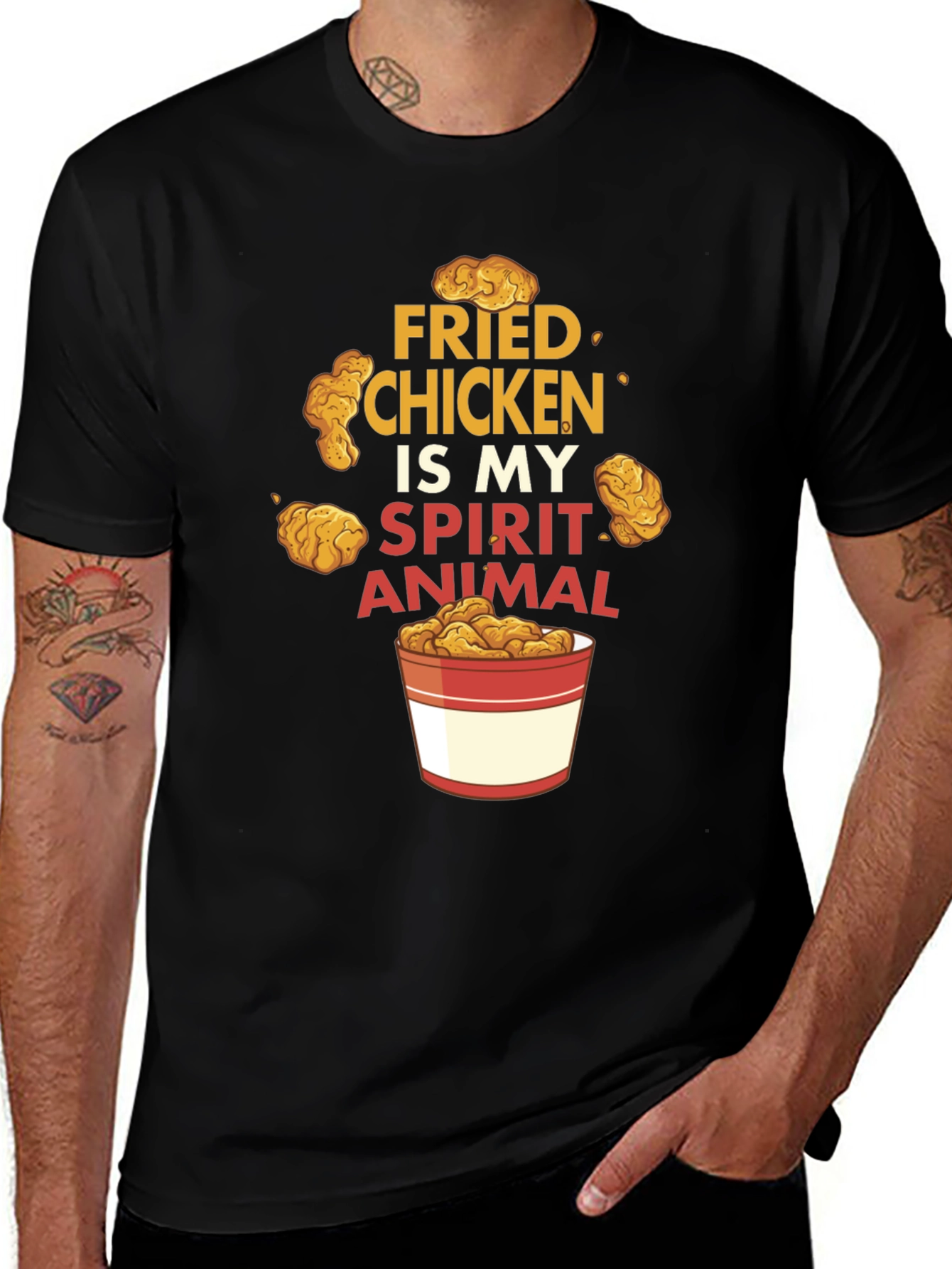 Variant 22 of Fried Chicken Spirit Animal Black Graphic T-Shirt
