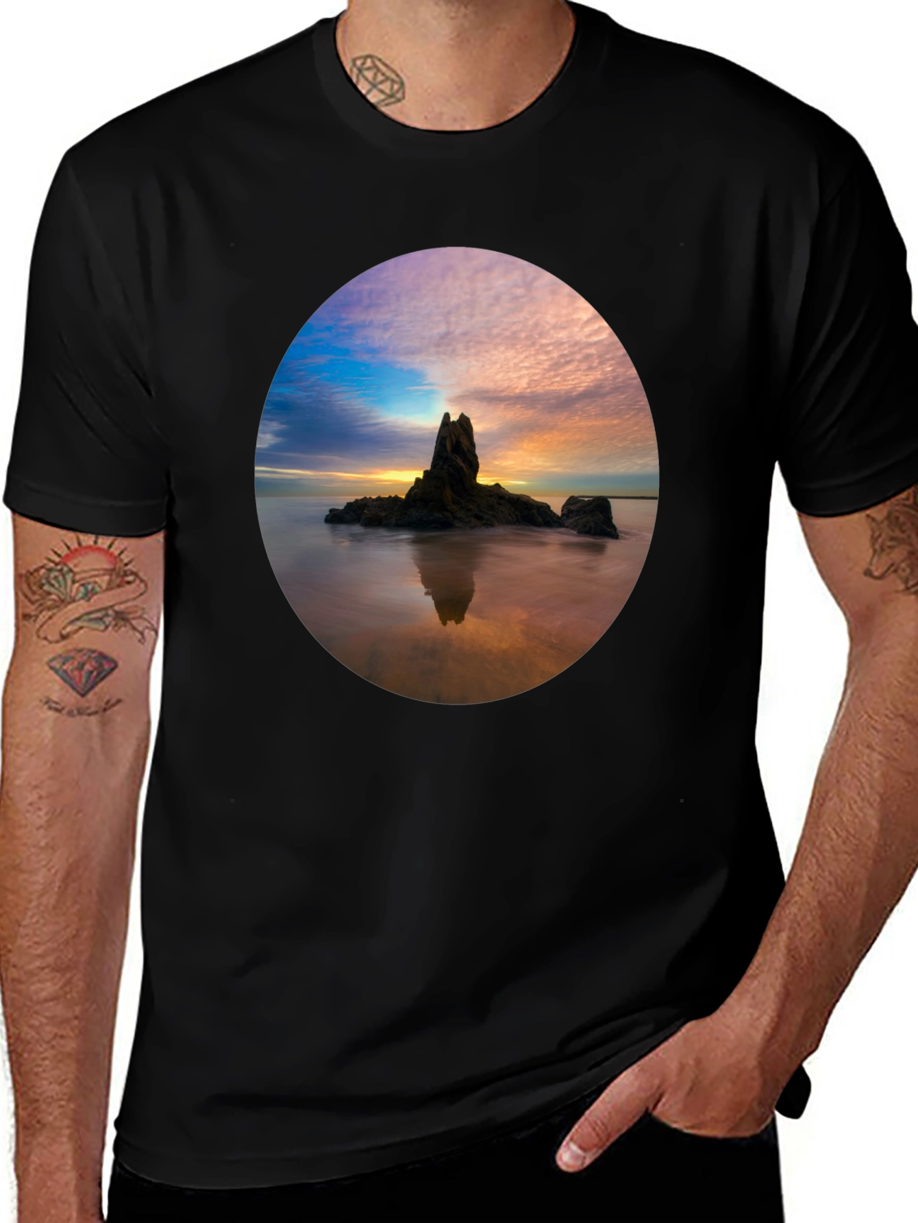 Variant 13 of Scenic Seascape Graphic Tee - Black