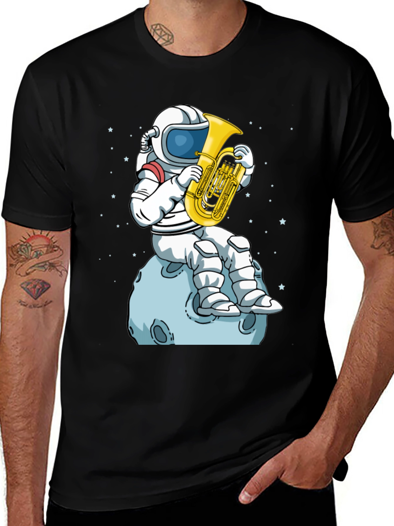 Variant 29 of Astronaut Tuba Player Black T-Shirt