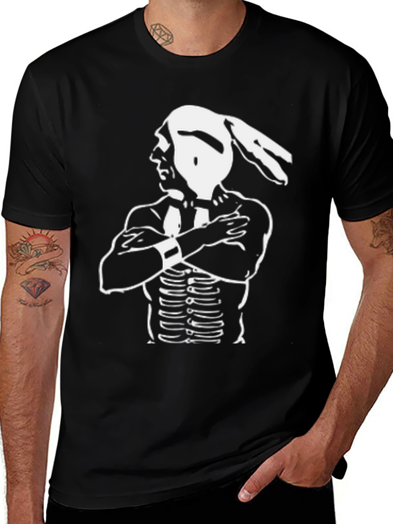 Variant 26 of White Rabbit Man Graphic Black T-Shirt