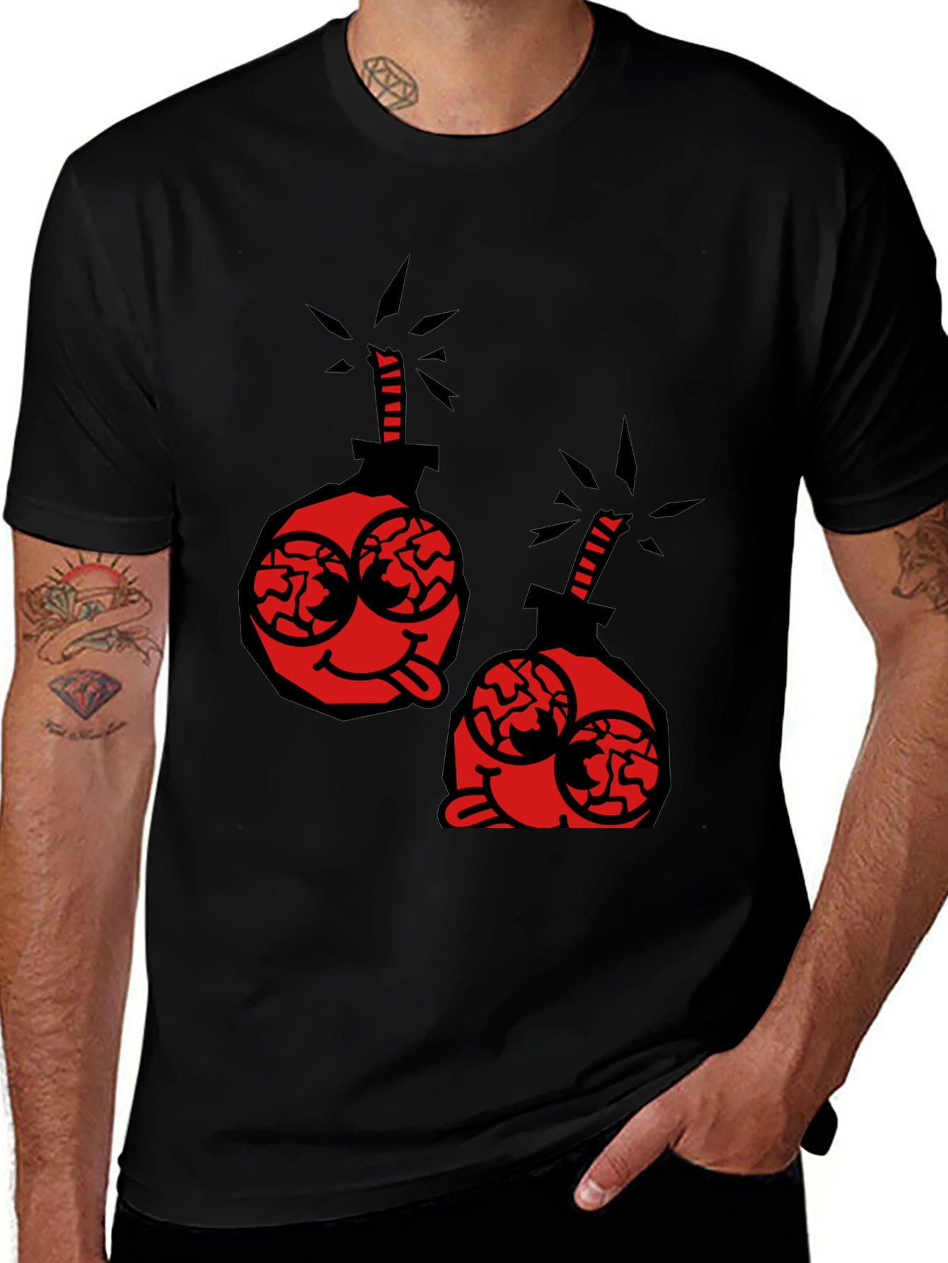 Variant 21 of Cartoon Bomb Graphic Tee - Black
