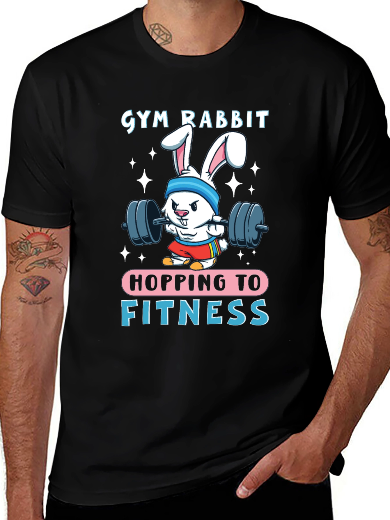 Variant 17 of Gym Rabbit Fitness T-Shirt - Hopping to Greatness!