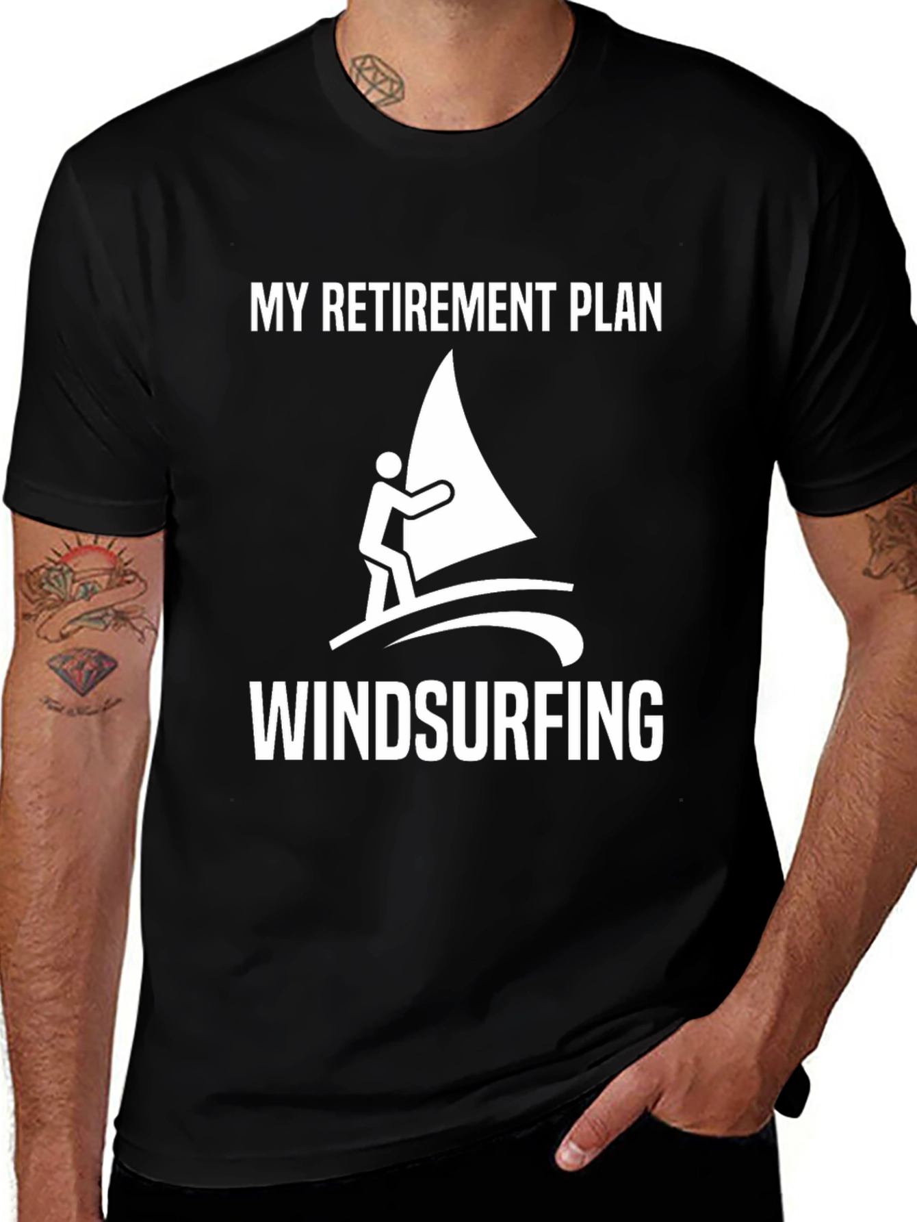 Variant 24 of Retirement Plan Windsurfing Black Graphic Tee