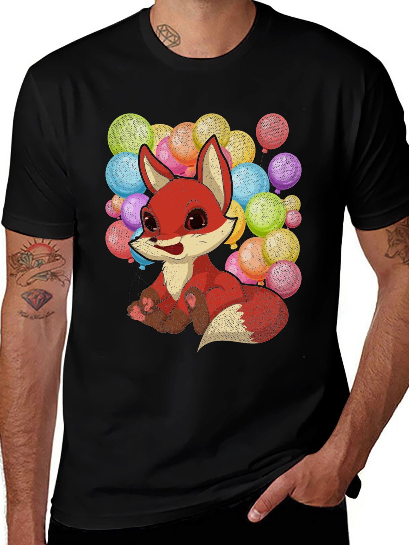 Variant 21 of Cute Fox with Balloons Graphic T-Shirt
