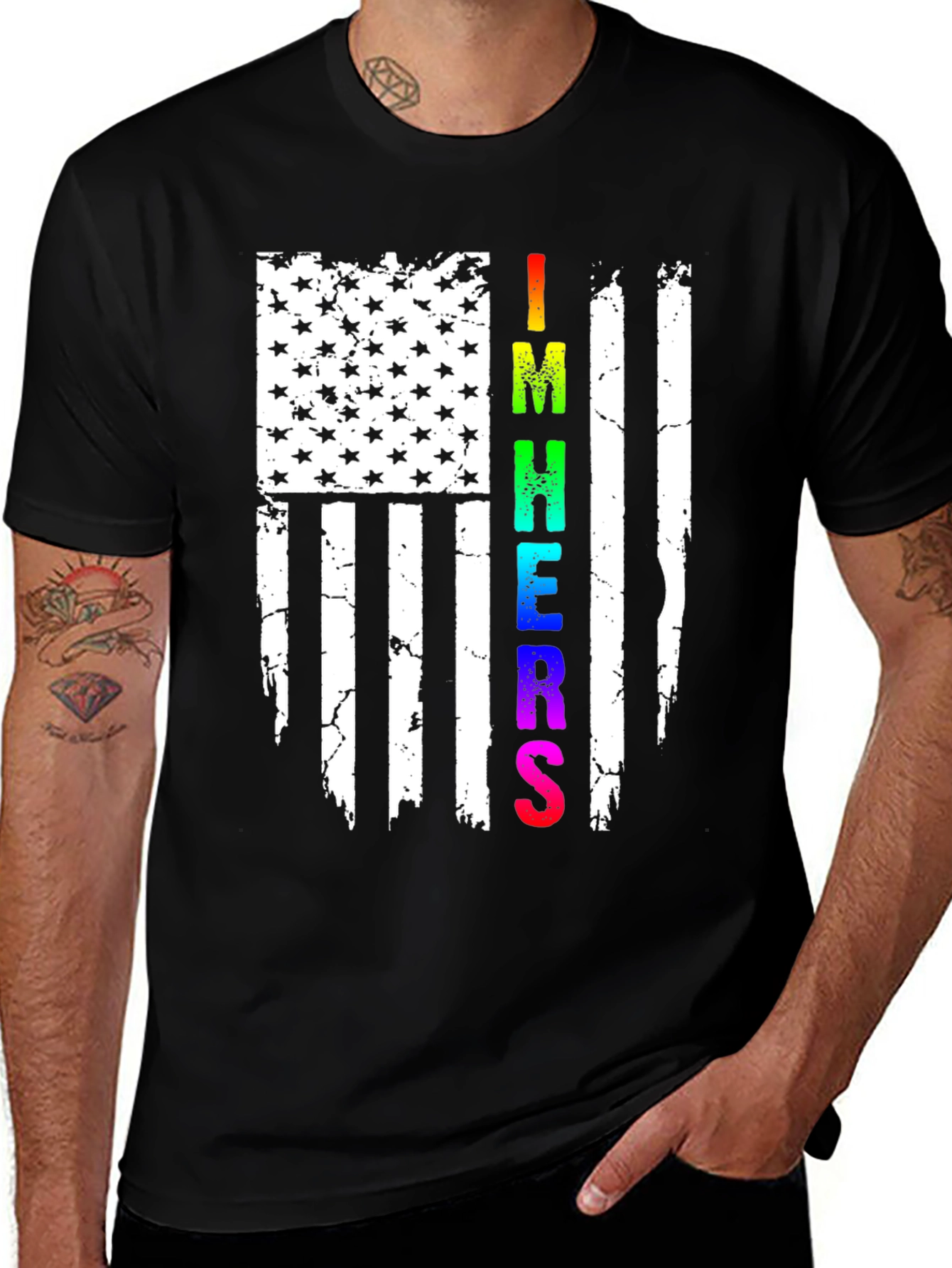 Variant 24 of I'm Here American Flag Graphic Tee
