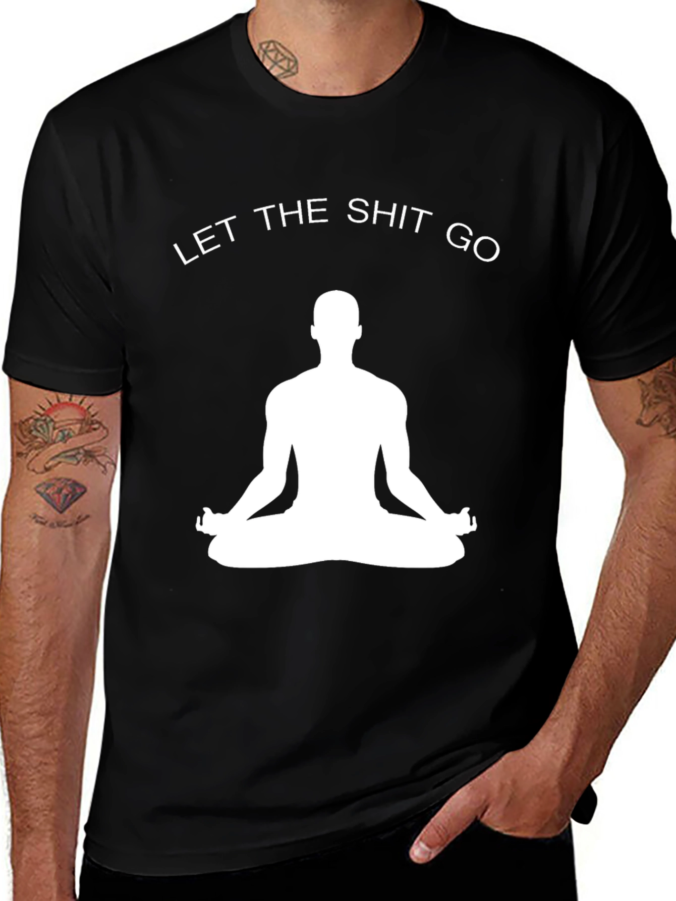 Variant 6 of Funny Yoga Meditation T-Shirt: Let The Shit Go Tee