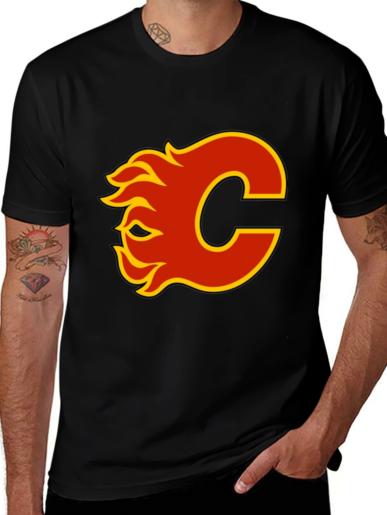 Calgary Flames Logo Black T-Shirt