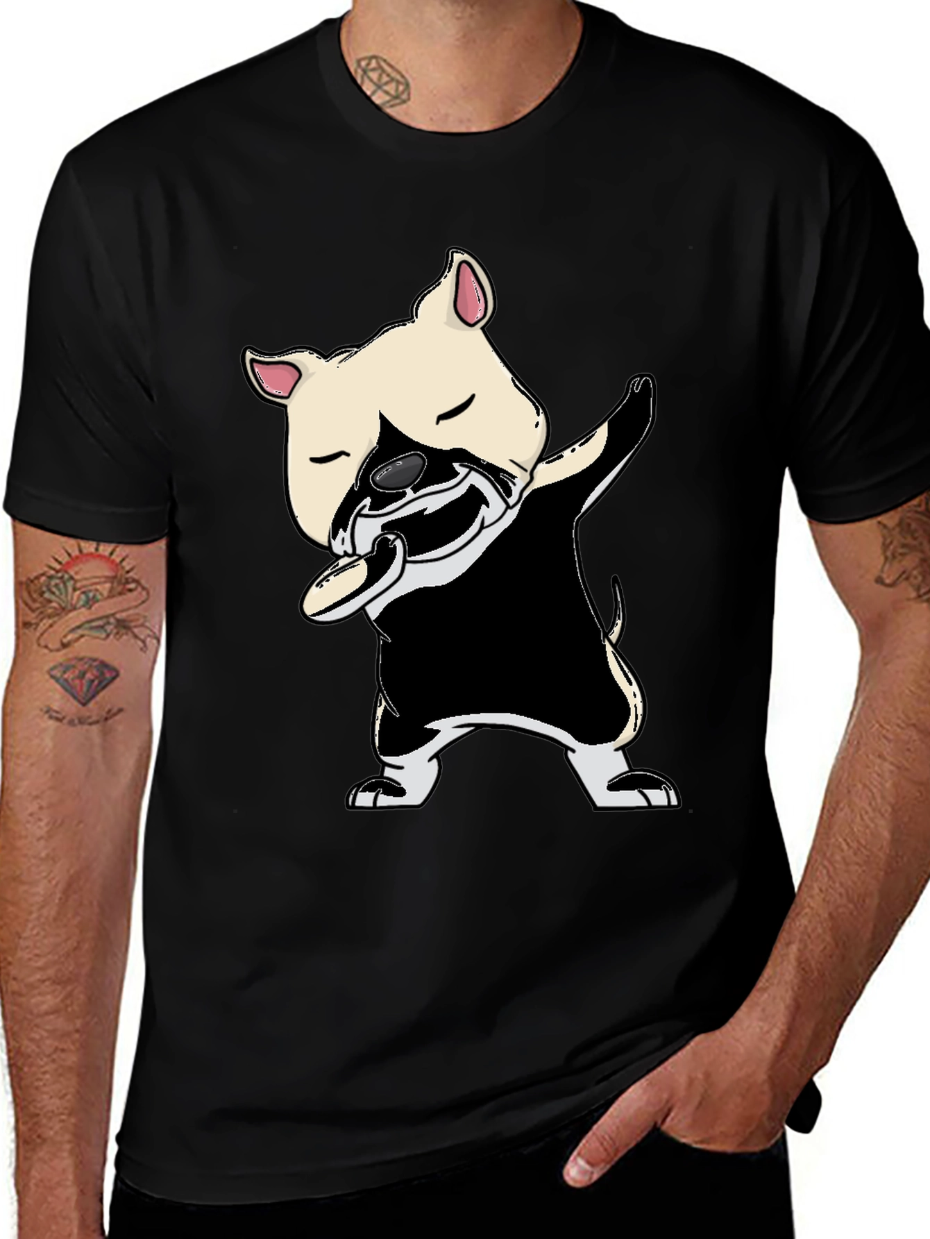 Variant 14 of Dabbing Dog Graphic Tee - Unisex Black T-Shirt