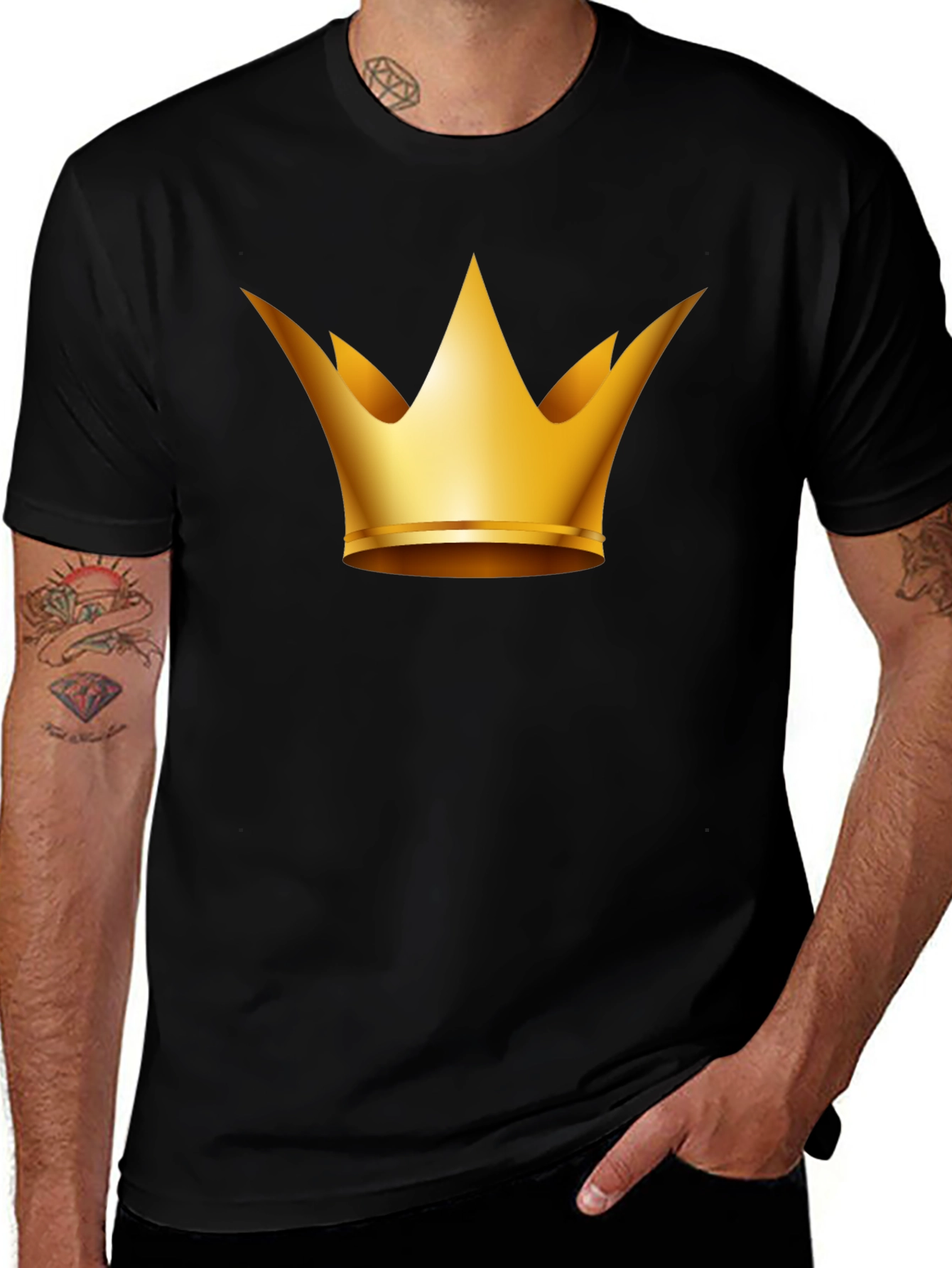 Variant 3 of Golden Crown Graphic Tee - Stylish Black T-Shirt