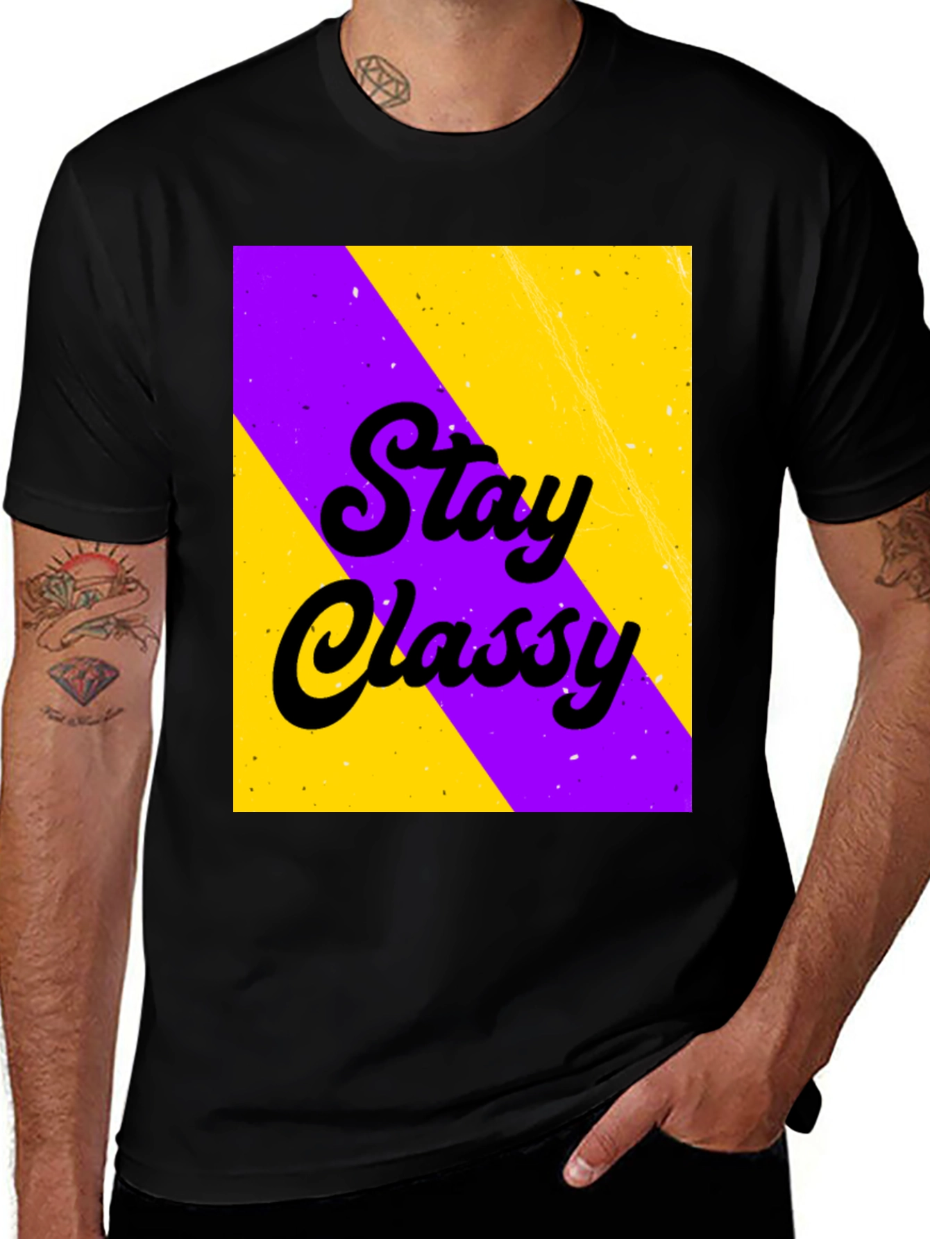 Variant 3 of Stay Classy Graphic Print Black T-Shirt