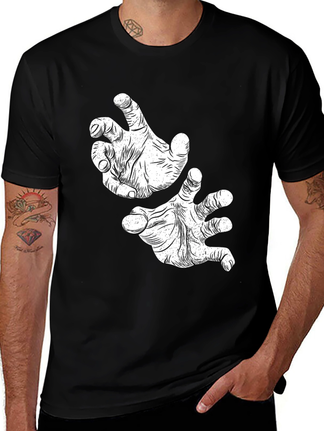 Variant 29 of Creepy Hand Gesture Black T-Shirt