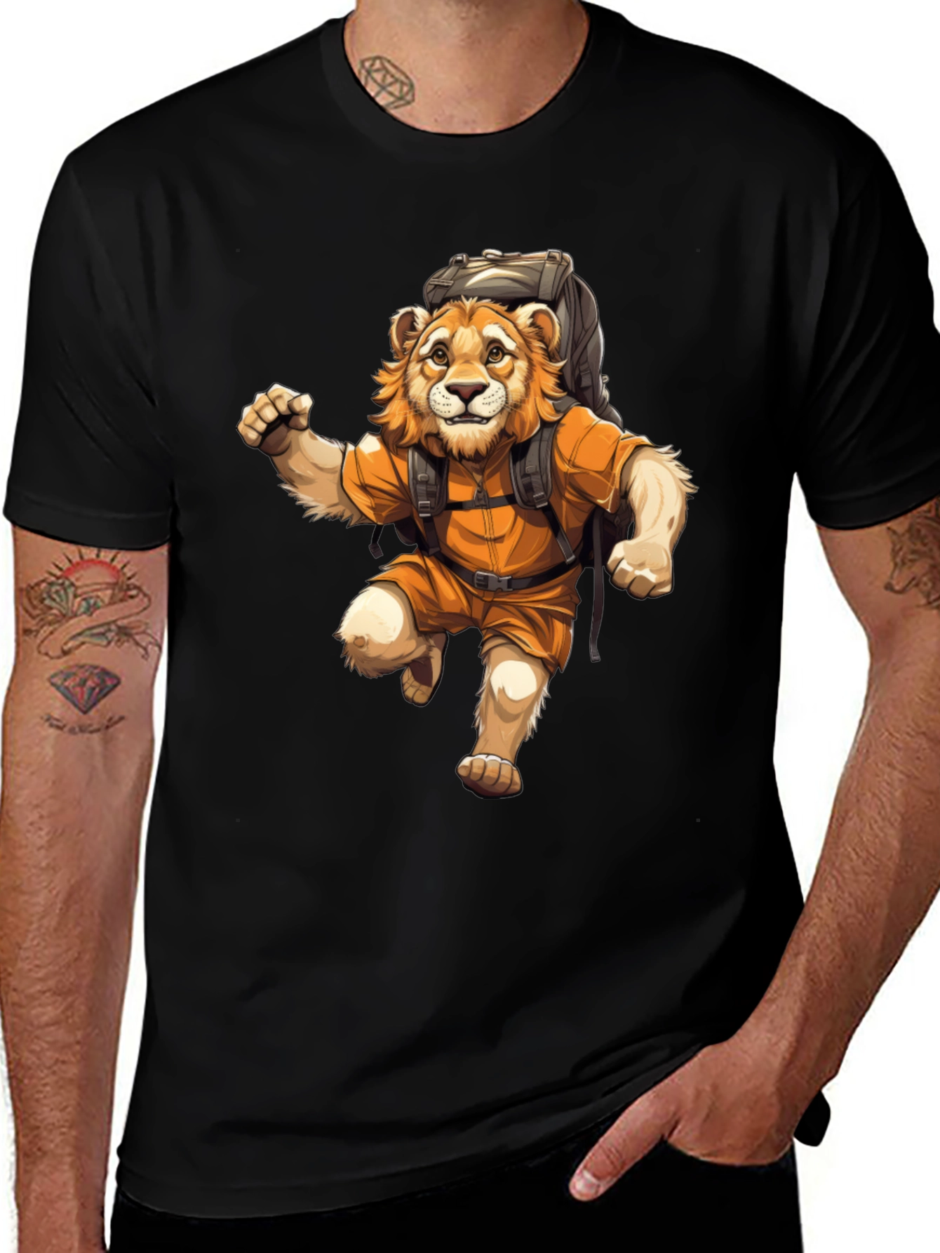 Variant 19 of Lion Hiker Black Graphic T-Shirt