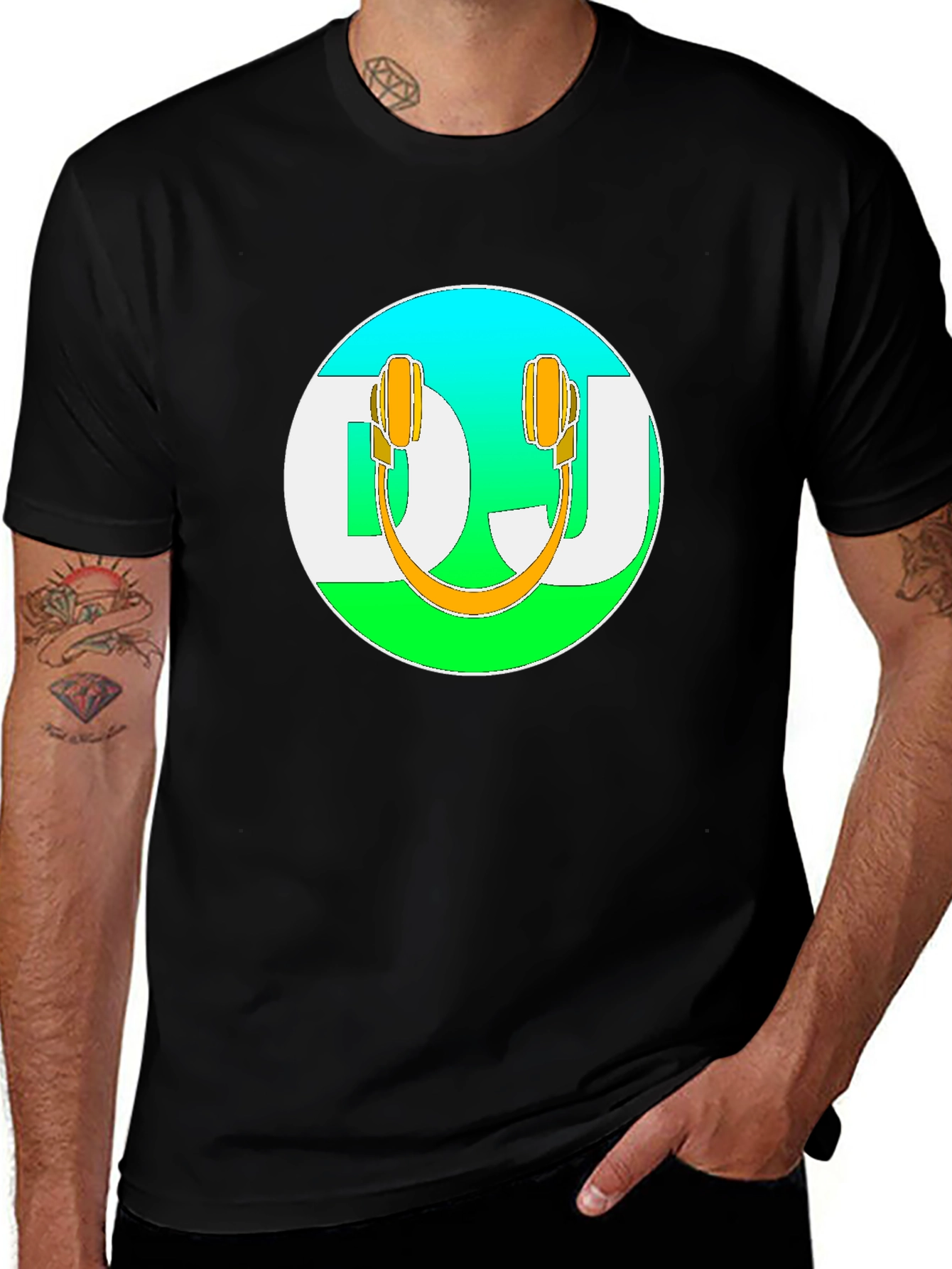 Variant 27 of DJ Headphones Graphic Tee - Black