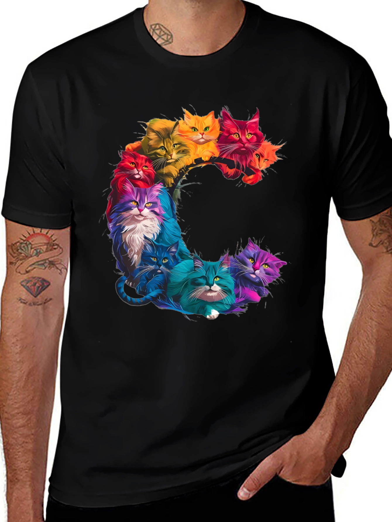 Variant 18 of Rainbow Cat C T-Shirt - Unique Colorful Design