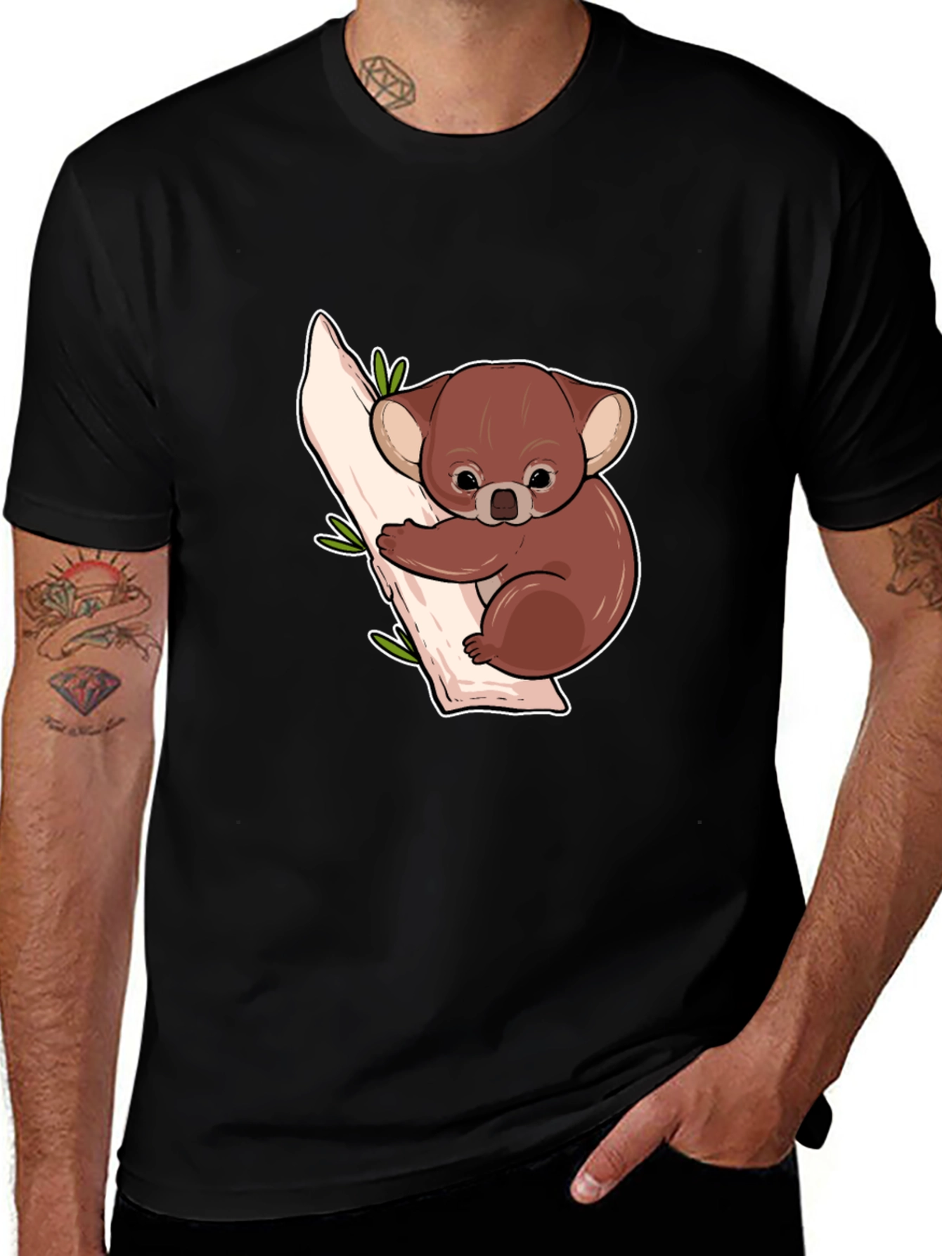 Variant 7 of Koala Bear Graphic Black Tee