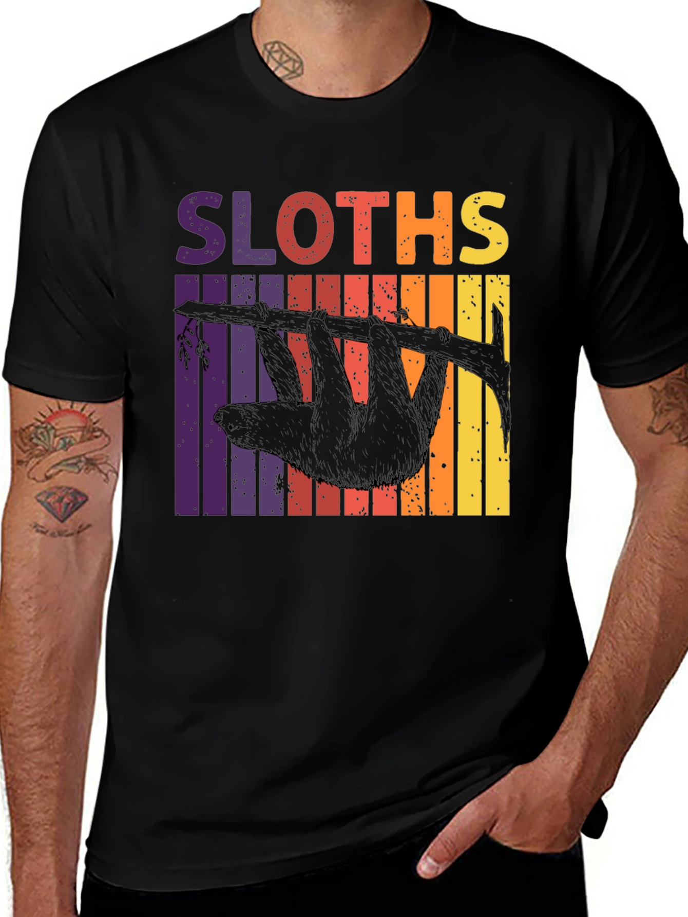 Variant 18 of Retro Sloth T-Shirt - Hanging Around in Style!