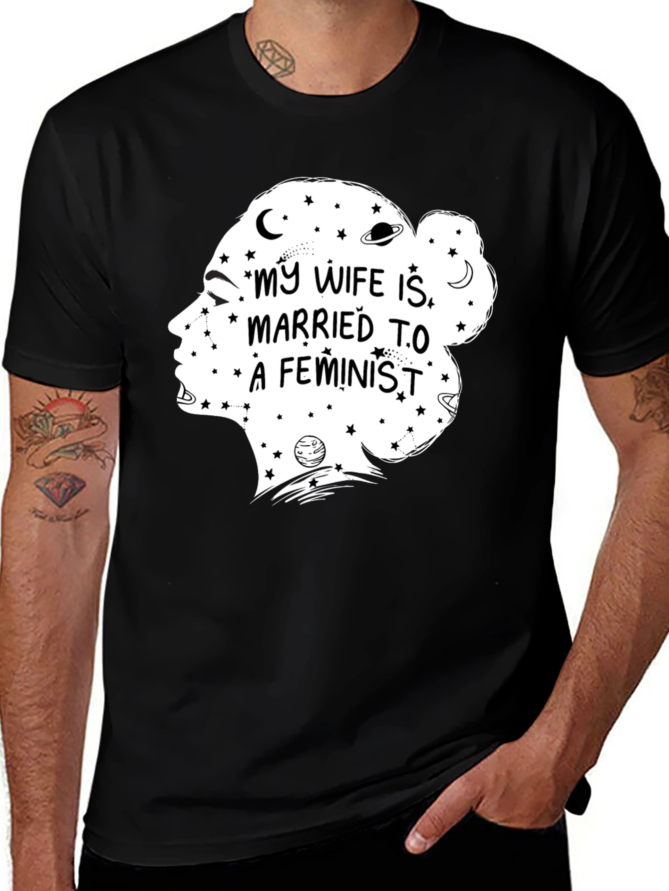 Feminist Wife Graphic Tee - Black Crewneck