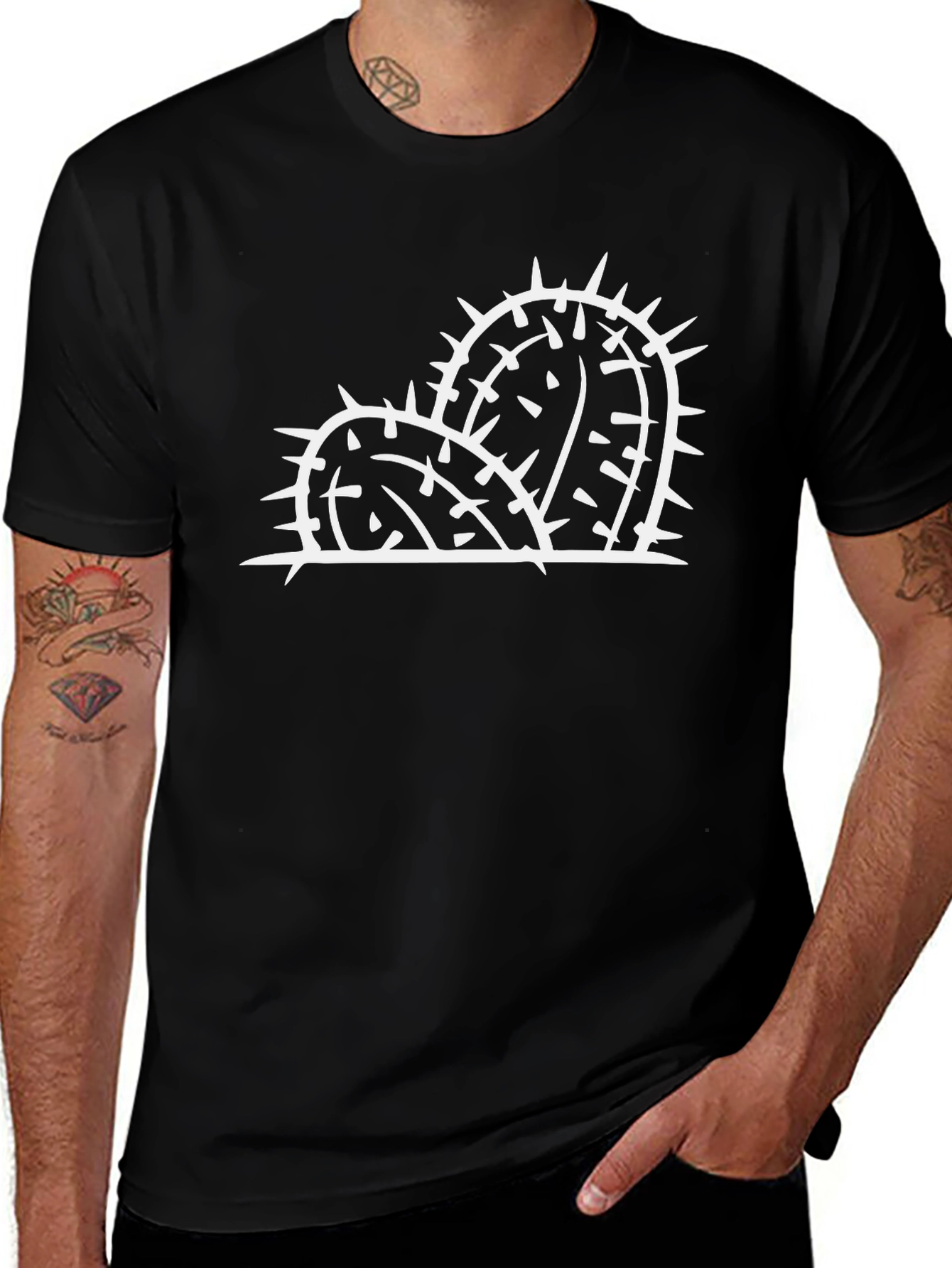 Variant 17 of Cactus Graphic Black T-Shirt - Trendy Desert Style