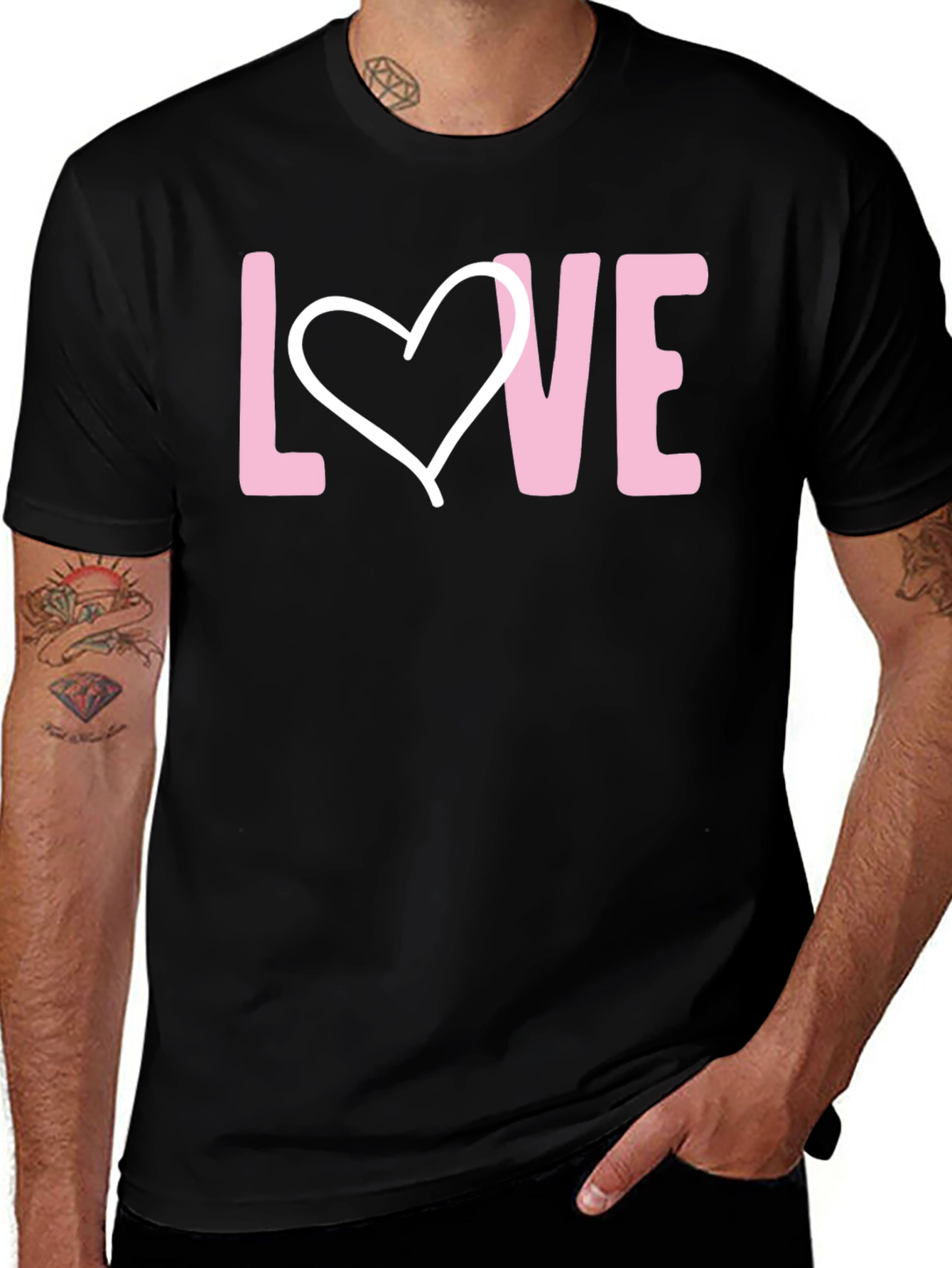 Variant 16 of Love Heart Graphic Black T-Shirt