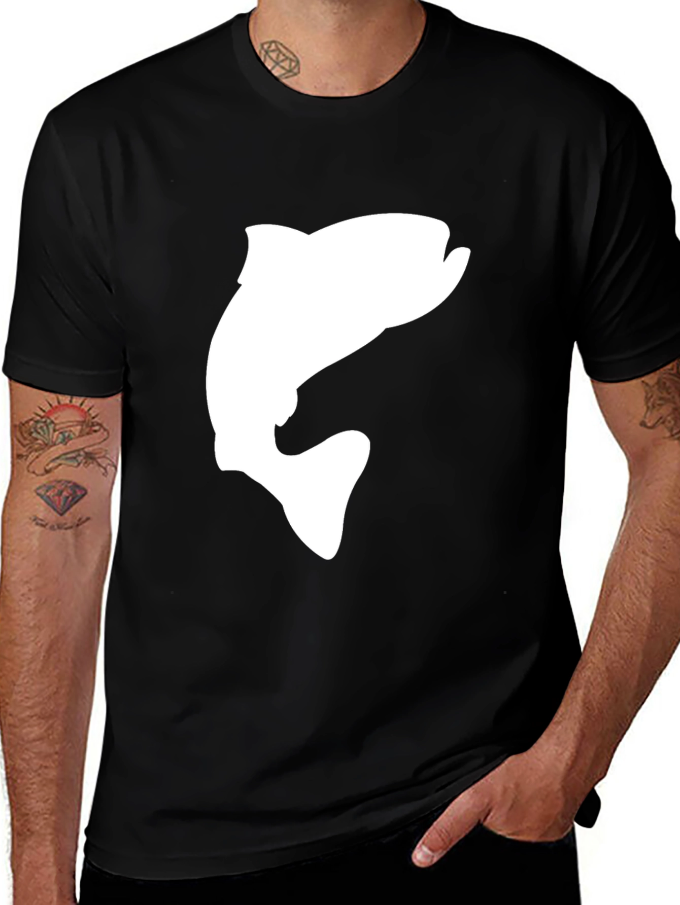 Variant 20 of Fish Graphic Black T-Shirt - Casual Cotton Tee