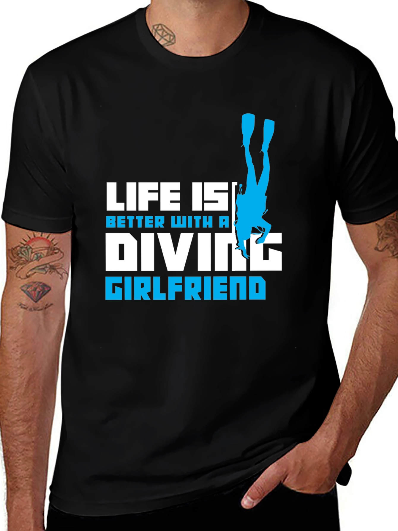 Variant 16 of Diving Girlfriend Tee - Life Is Better T-Shirt