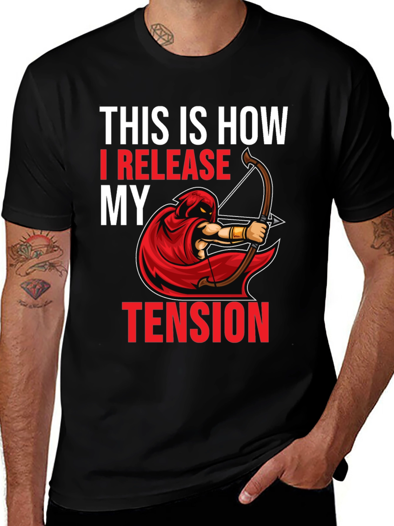 Variant 25 of Archery T-Shirt: Release My Tension Design