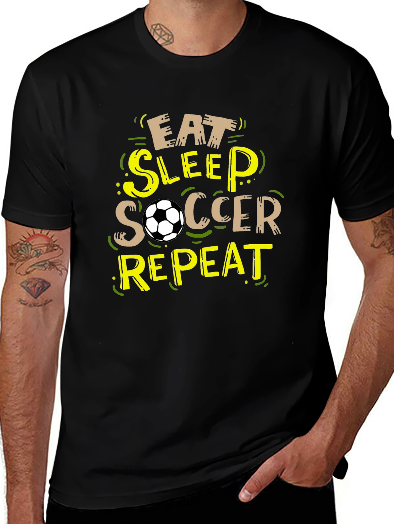 Variant 24 of Eat Sleep Soccer Repeat Graphic Tee