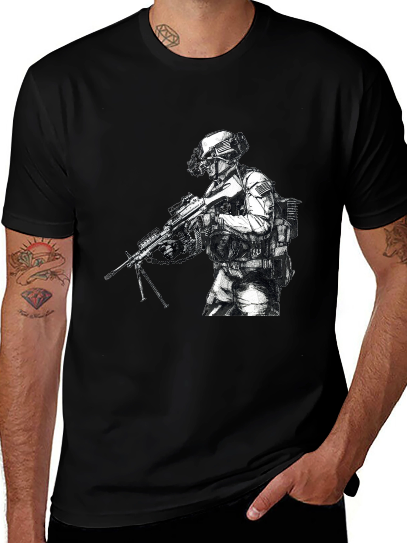 Variant 24 of Tactical Soldier Graphic T-Shirt - Black