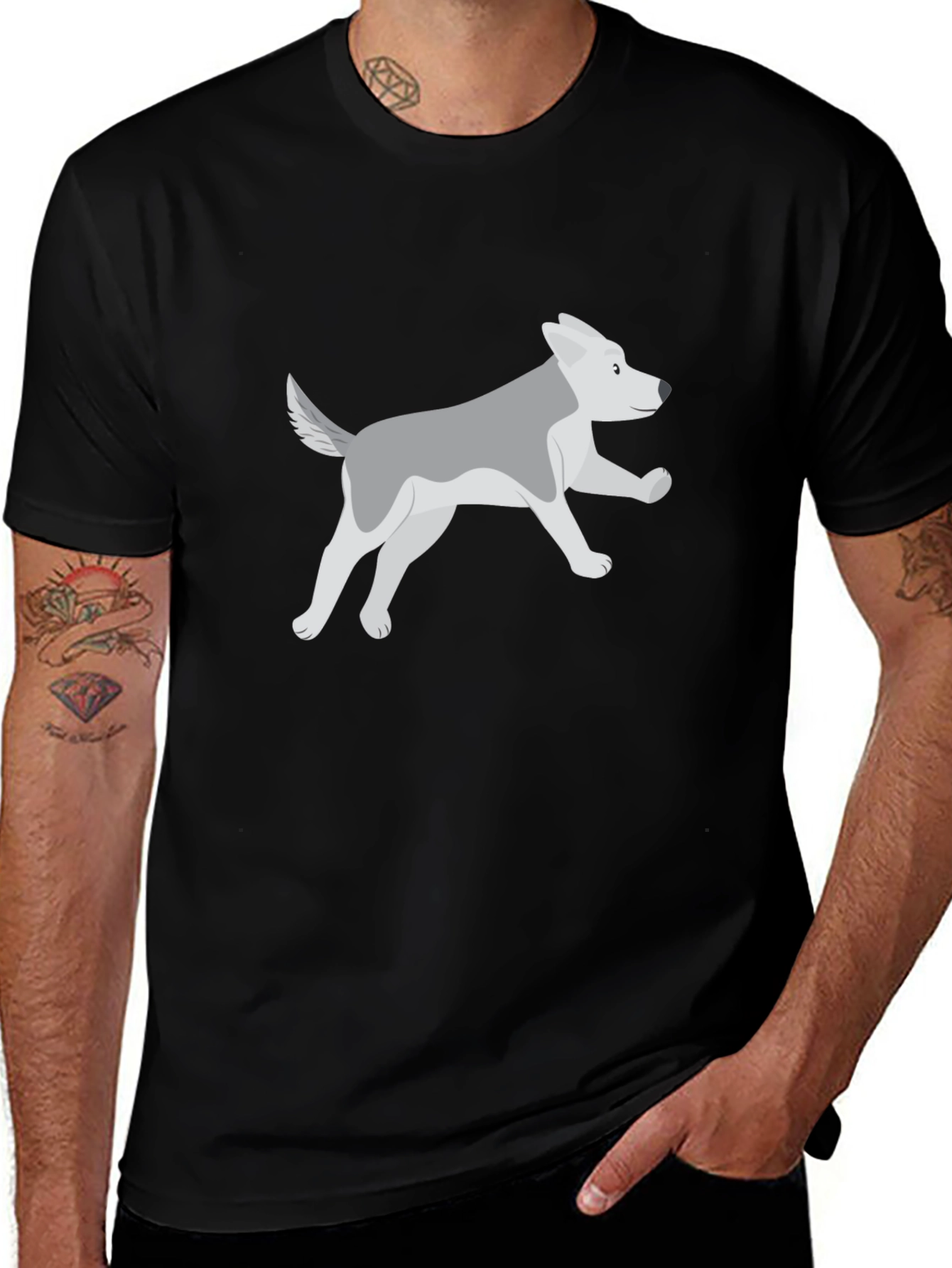 Variant 12 of Dog Graphic T-Shirt - Black Casual Tee
