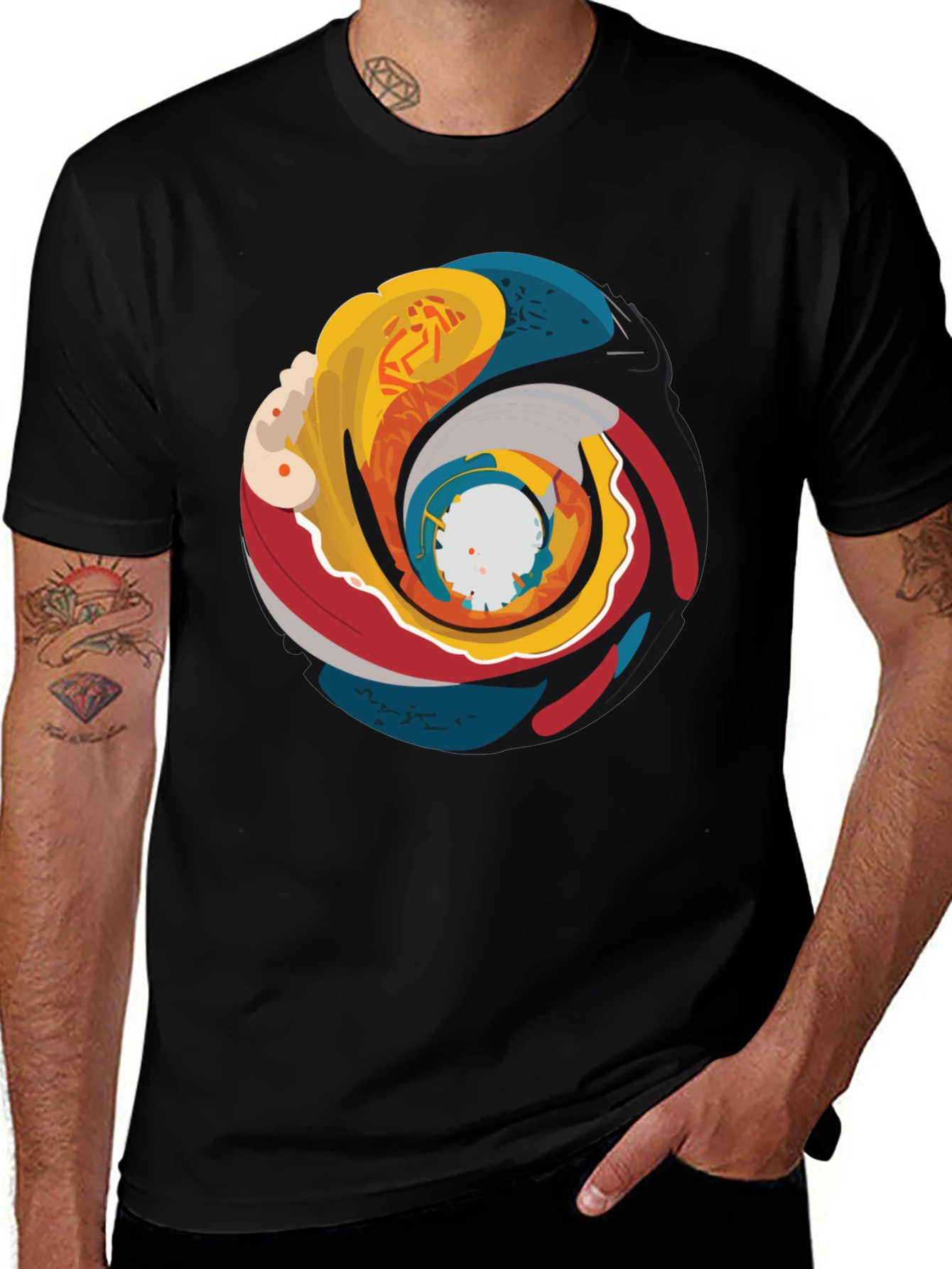 Variant 22 of Abstract Swirl Graphic Black T-Shirt