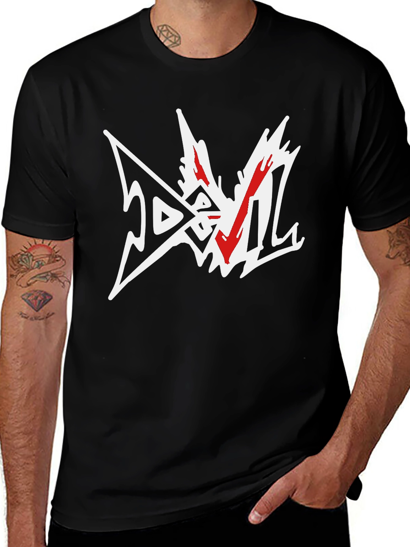 Variant 14 of Edgy Graphic Tee - Bold Black T-Shirt with Abstract Print